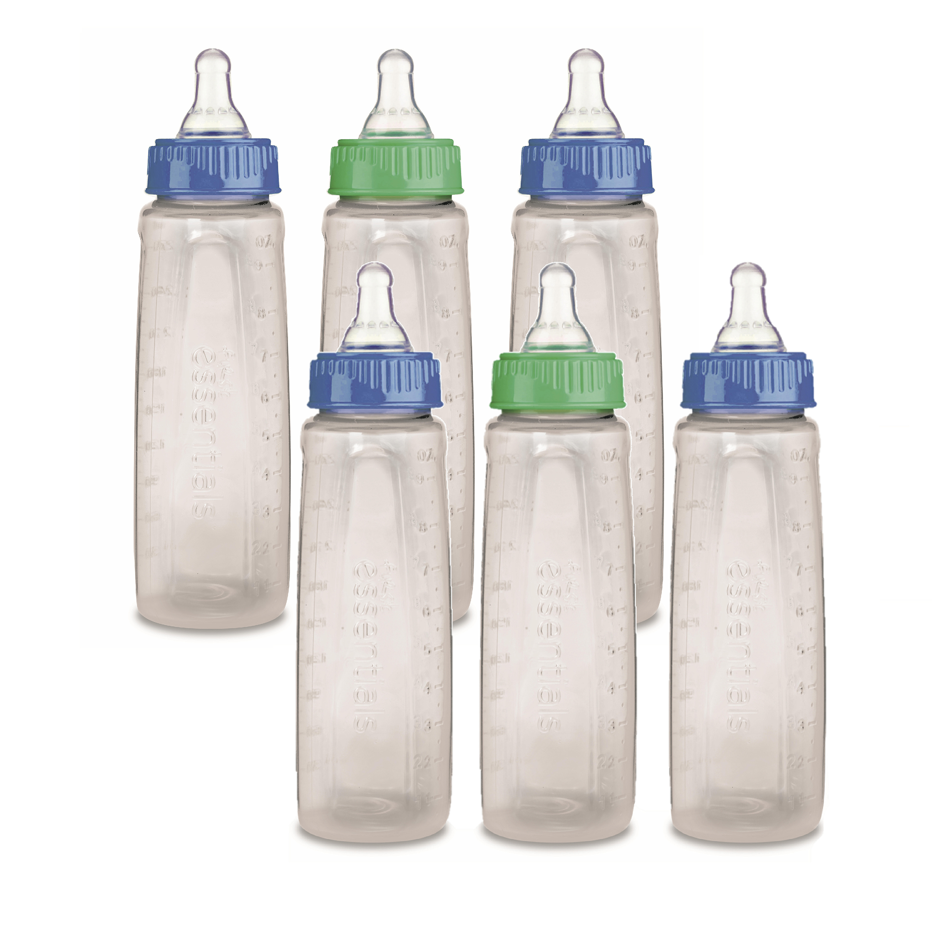 First Essentials by NUK Bottle, 10 oz, Medium Flow, 6-Pack, Colors May Vary NUK