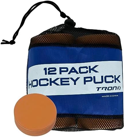 TronX Weighted Ice Hockey Pucks | 6 and 12 Packs | Orange Weighted Training Official Ice Hockey Pucks 10 Ounces TronX