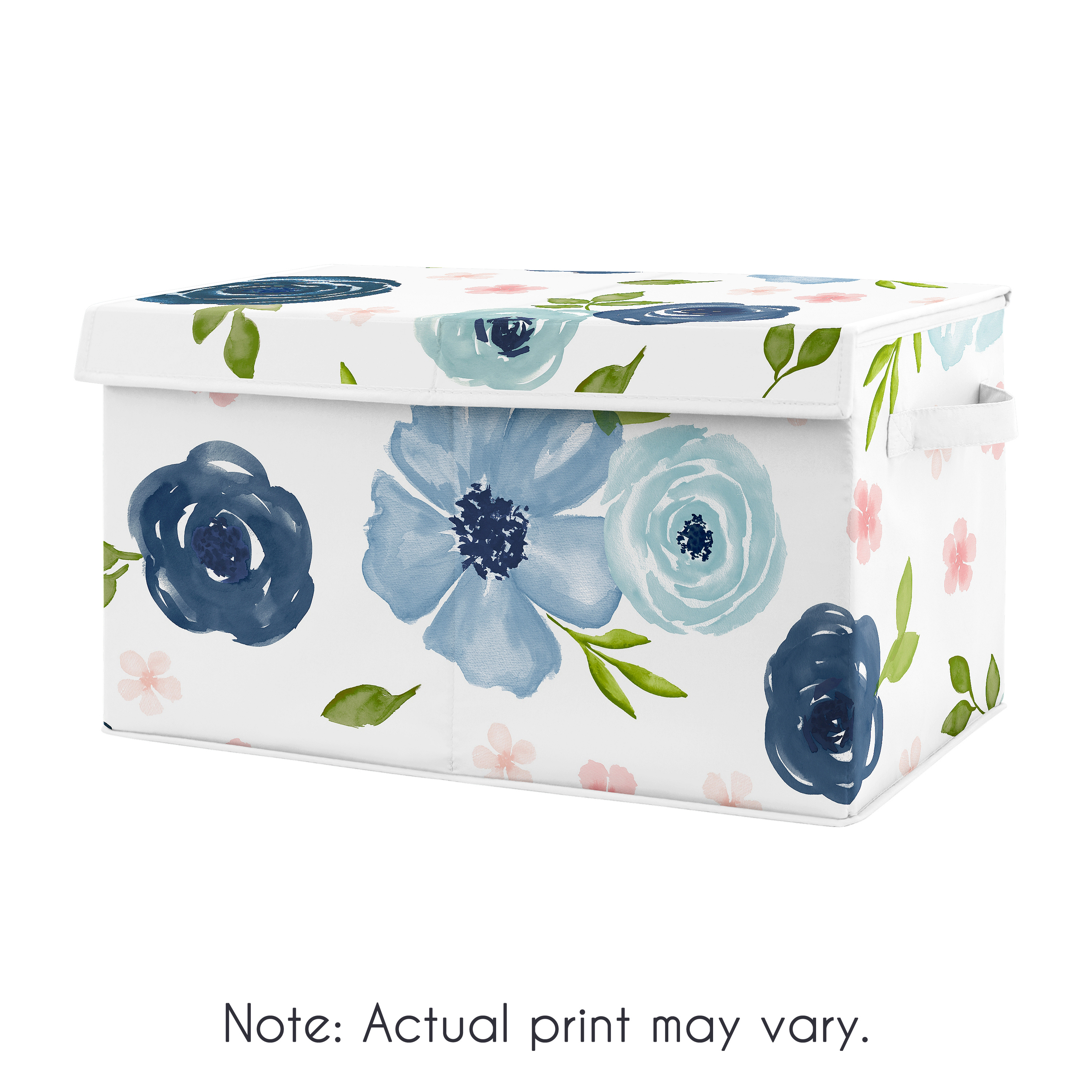 Watercolor Floral Navy Pink Rose Storage Fabric Toy Box by Sweet Jojo Designs Sweet Jojo Designs