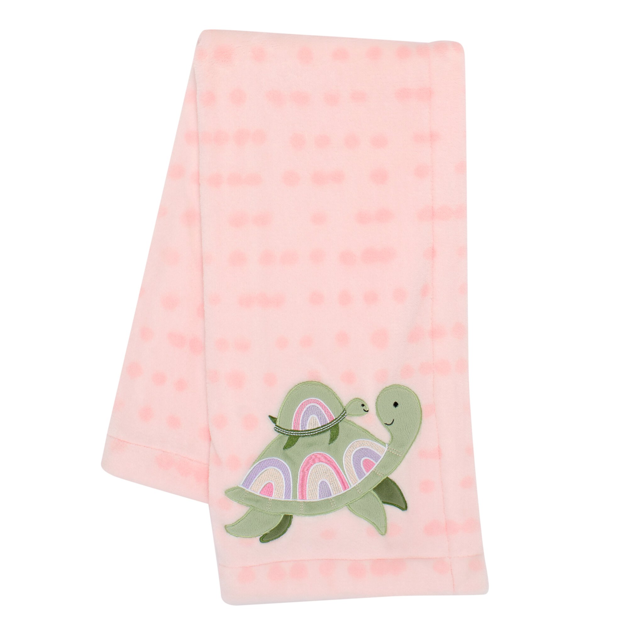 Lambs & Ivy Sea Dreams Cozy Pink Fleece Turtle Applique Baby Blanket Lambs & Ivy