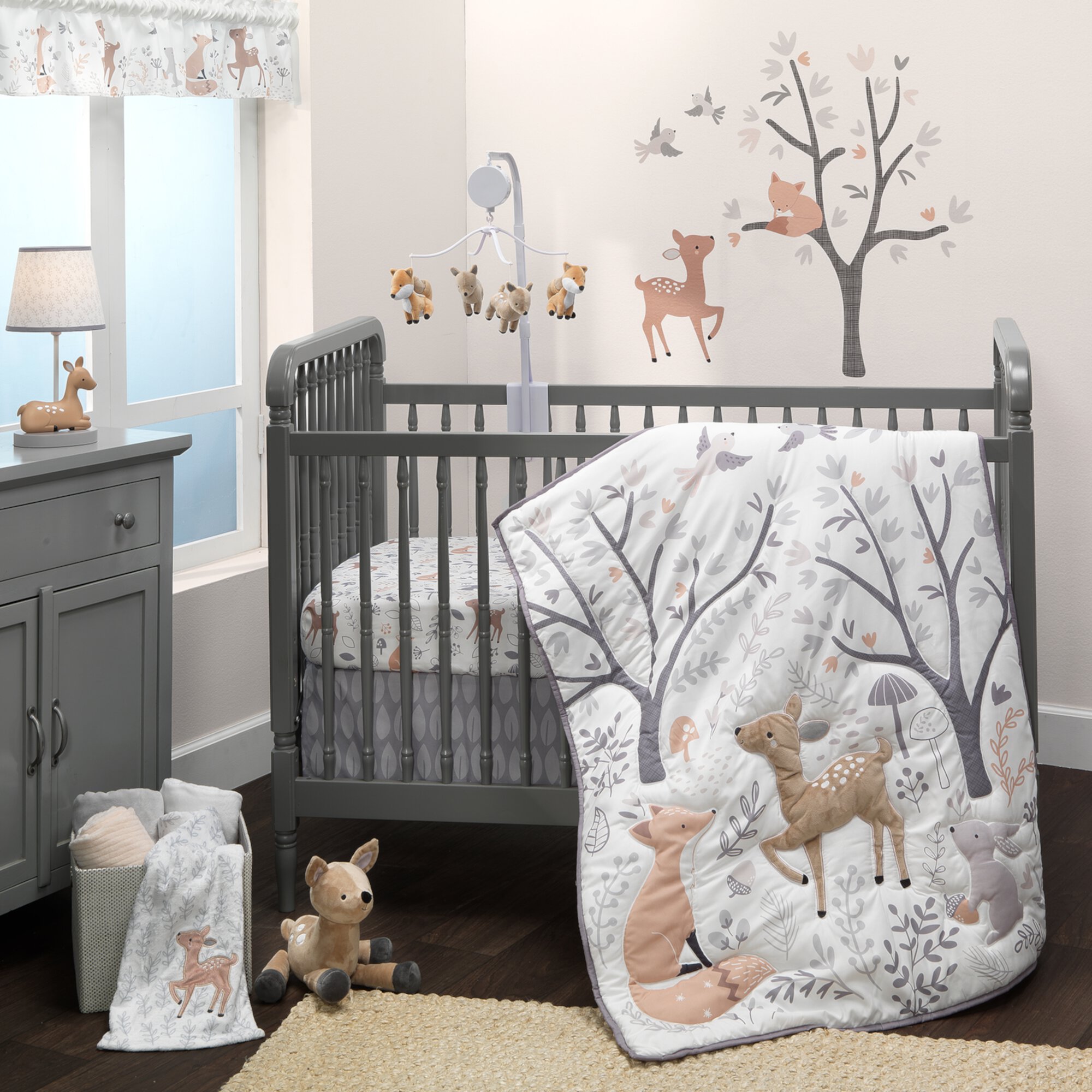 Bedtime Originals Deer Park 3-Piece Crib Bedding Set - Gray, Animals, Woodland Bedtime Originals