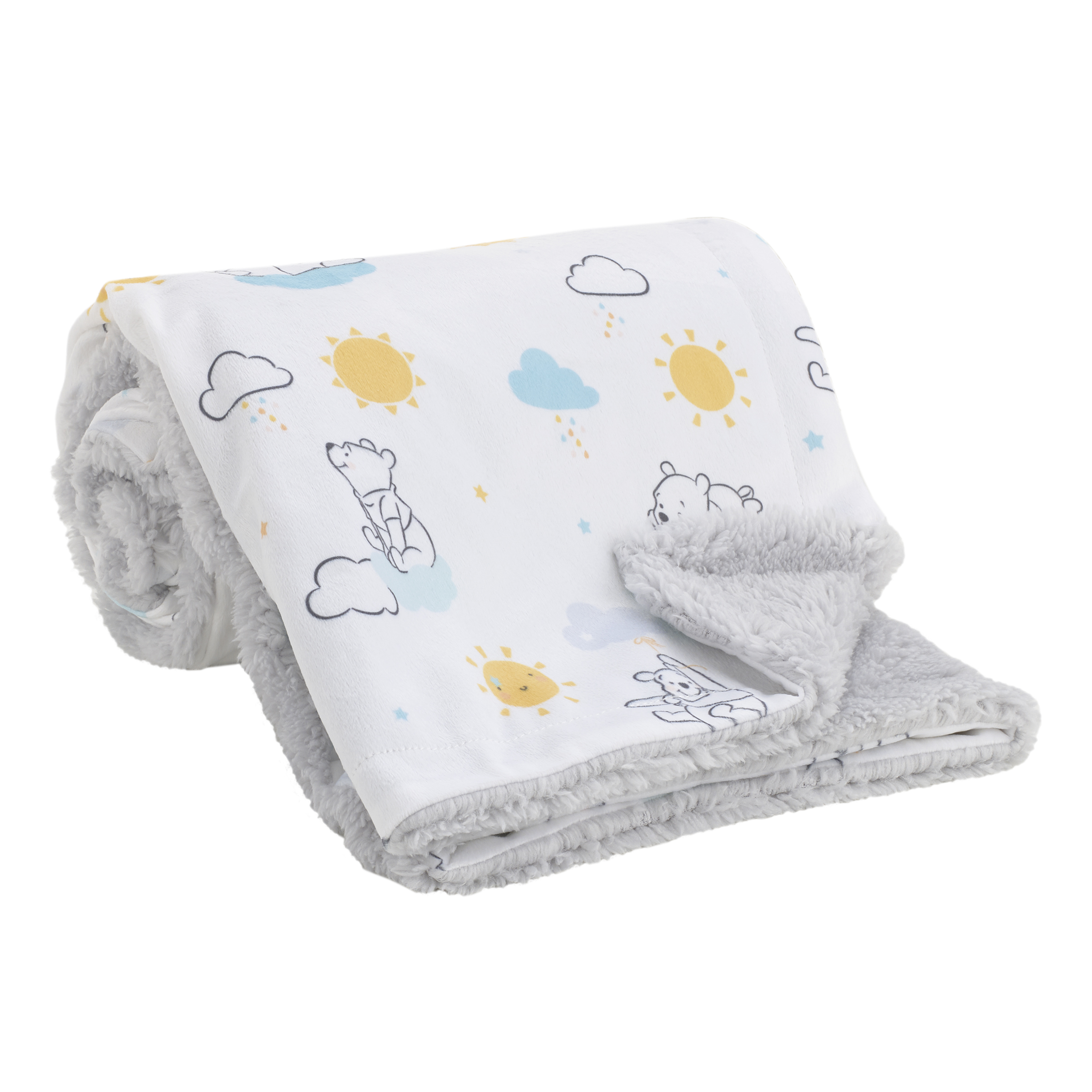 Disney Winnie The Pooh White, Yellow, and Aqua Blanket DISNEY BABY