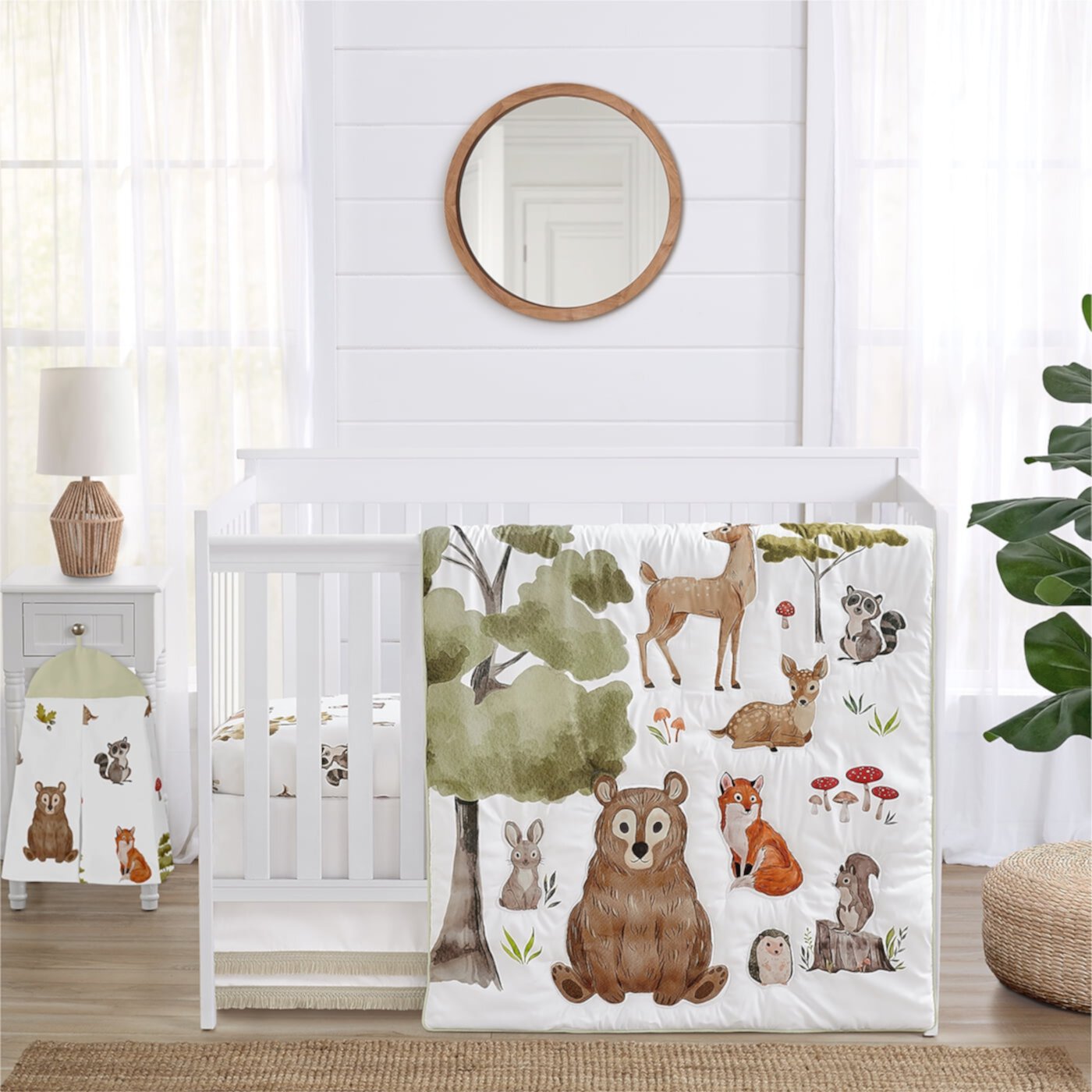 Sweet Jojo Designs Watercolor Woodland Forest Animals Green Brown White 4 Piece Crib Bedding Set Sweet Jojo Designs