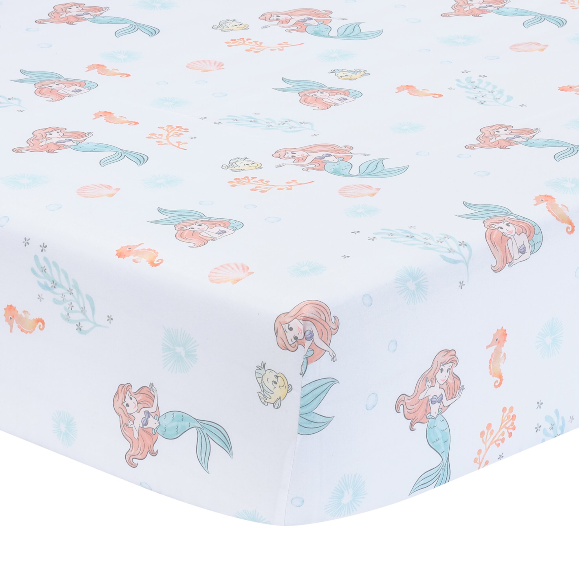 Bedtime Originals Disney Baby The Little Mermaid White Fitted Crib Sheet - Ariel Bedtime Originals