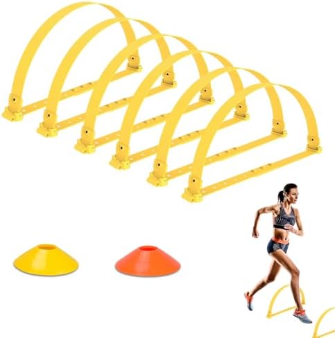 Hikeen Agility Training Hurdles Speed Training Equipment for Soccer, Adjustable Agility Hurdles Training for Football Exercise Footwork Training with 6 Agility Hurdles, 12 Cones,1 Carrying Bag Hikeen