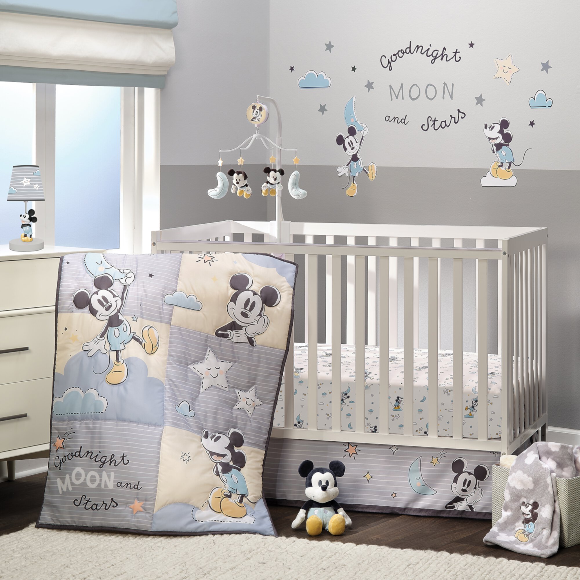 Lambs & Ivy Disney Baby Moonlight Mickey Mouse 3-Piece Nursery Crib Bedding Set Lambs & Ivy