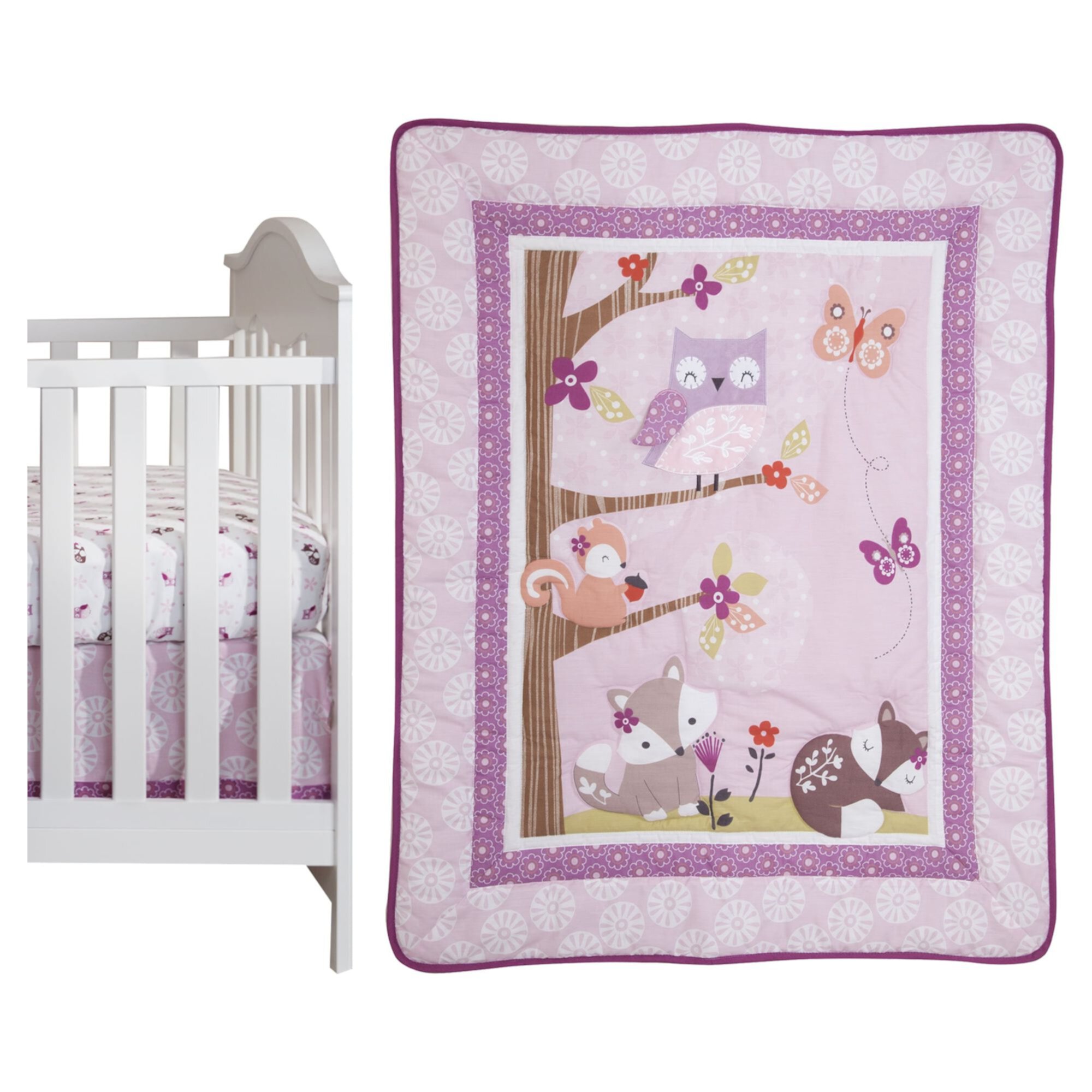 Bedtime Originals Lavender Woods 3-Piece Crib Bedding Set - Pink, Purple Bedtime Originals