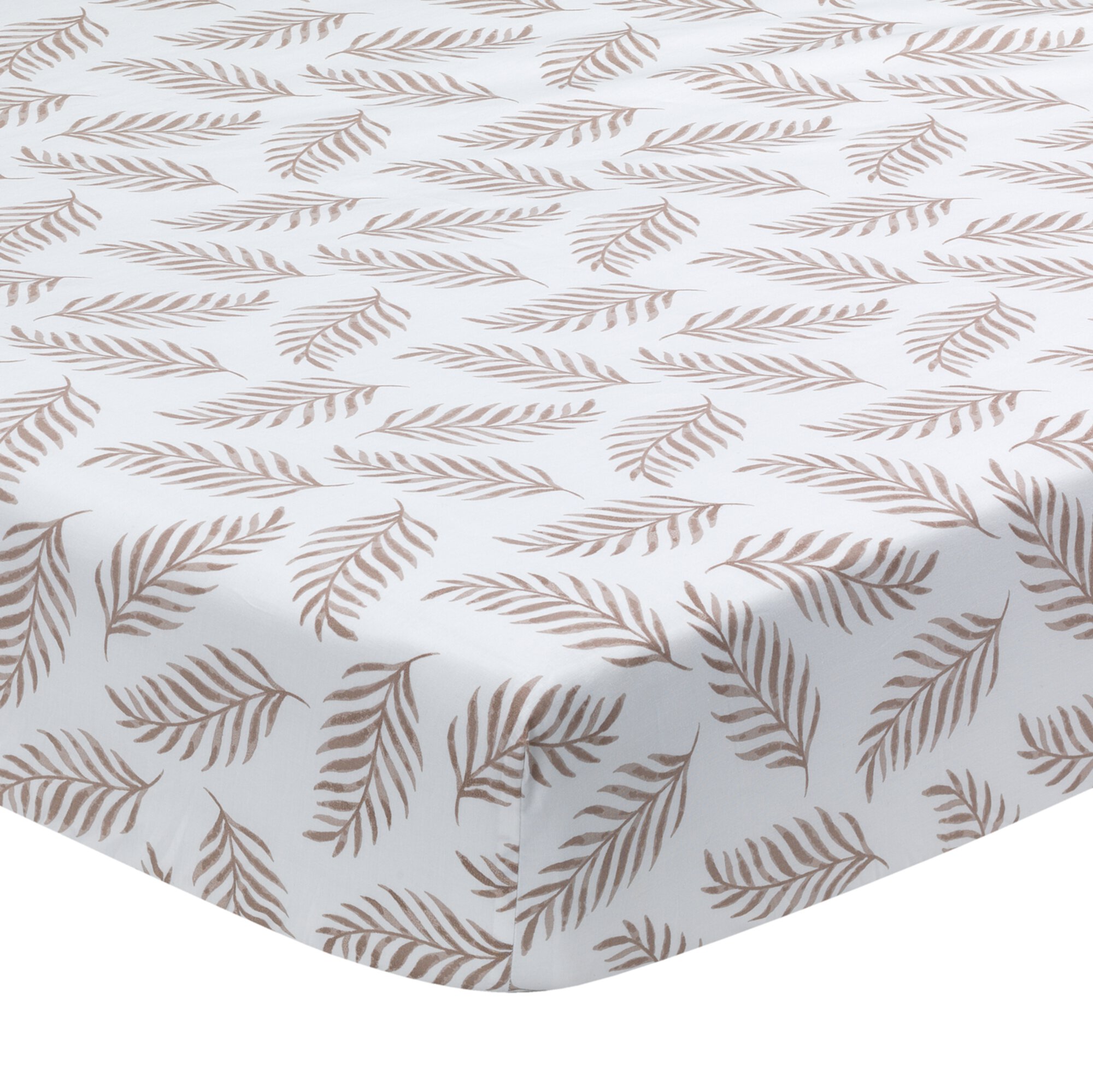 Lambs & Ivy Signature Taupe Leaves Print Organic Cotton Fitted Crib Sheet Lambs & Ivy