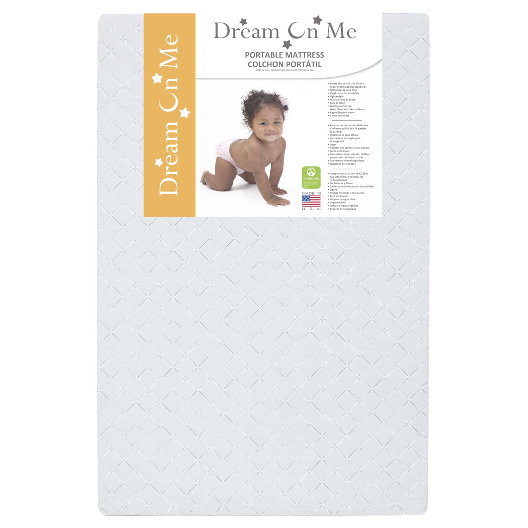 Dream on Me Holly 3” Mini / Portable Waterproof Fiber Crib Mattress Dream On Me