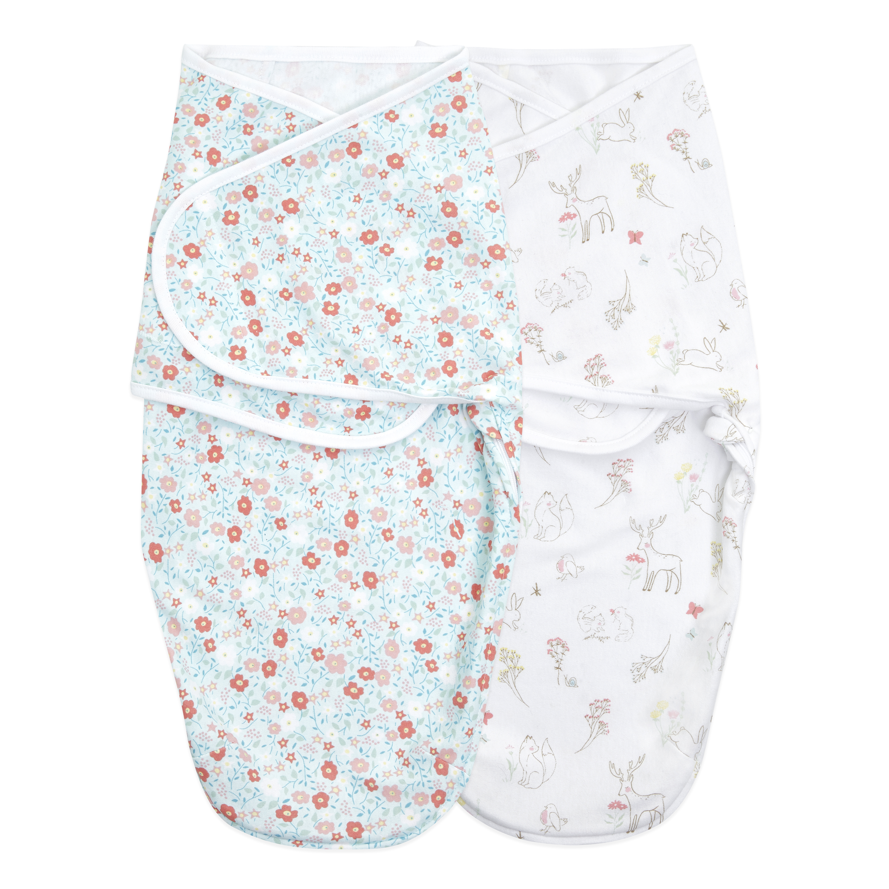 Aden + Anais™ Essentials Wrap Swaddles, Cotton, Fairy Tale Flowers, Girls, Newborn, 0-3 Mo, 2-Pack Aden + anais