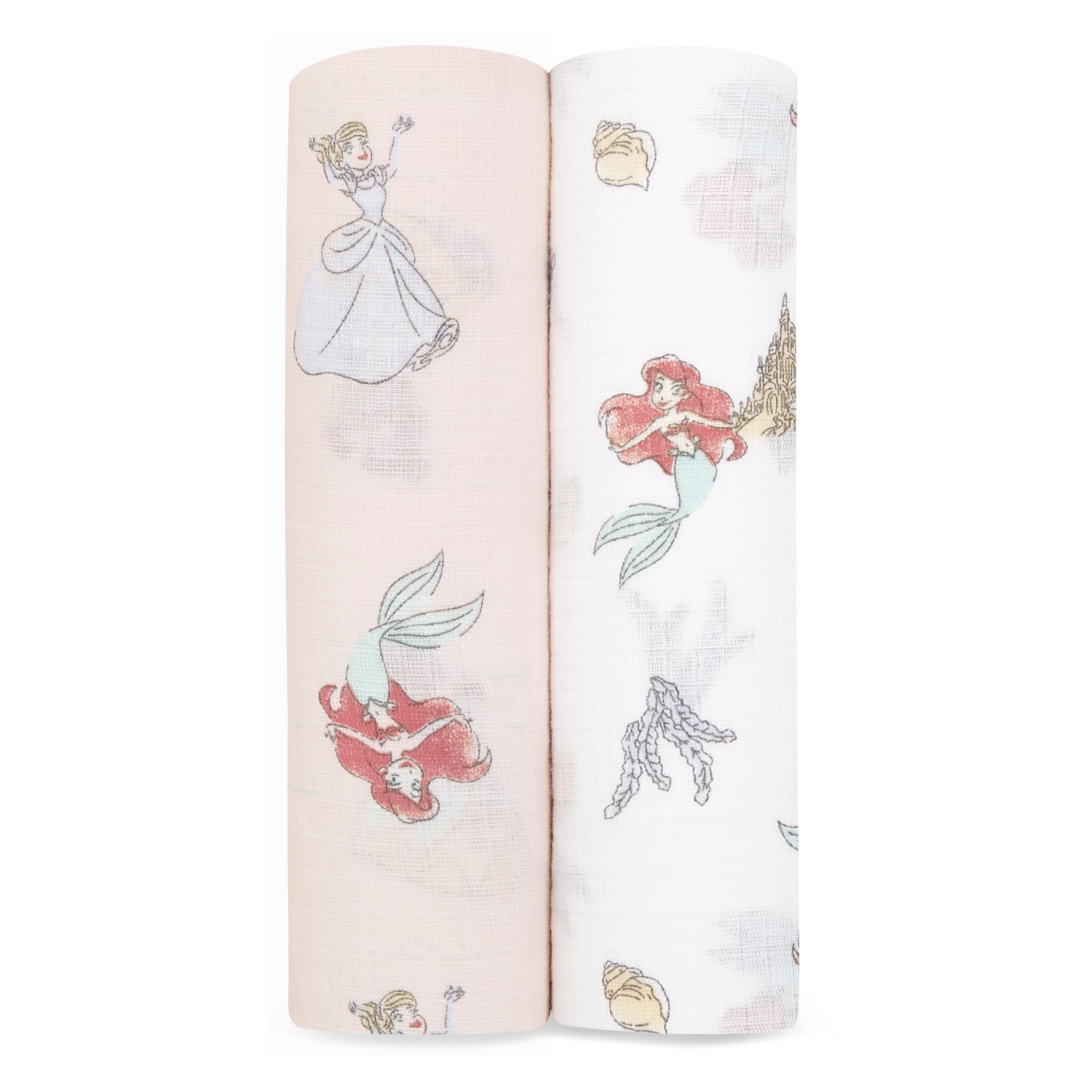 Aden + Anais Essentials Disney Princess 100% Muslin Cotton Swaddle Blanket, Female, 2 Pack Aden + anais