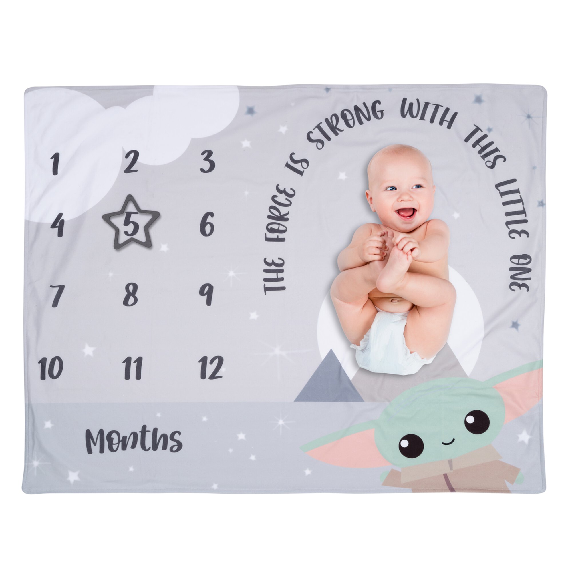 Lambs & Ivy Star Wars The Child/Grogu/Baby Yoda Fleece Milestone Blanket w/ Star Lambs & Ivy