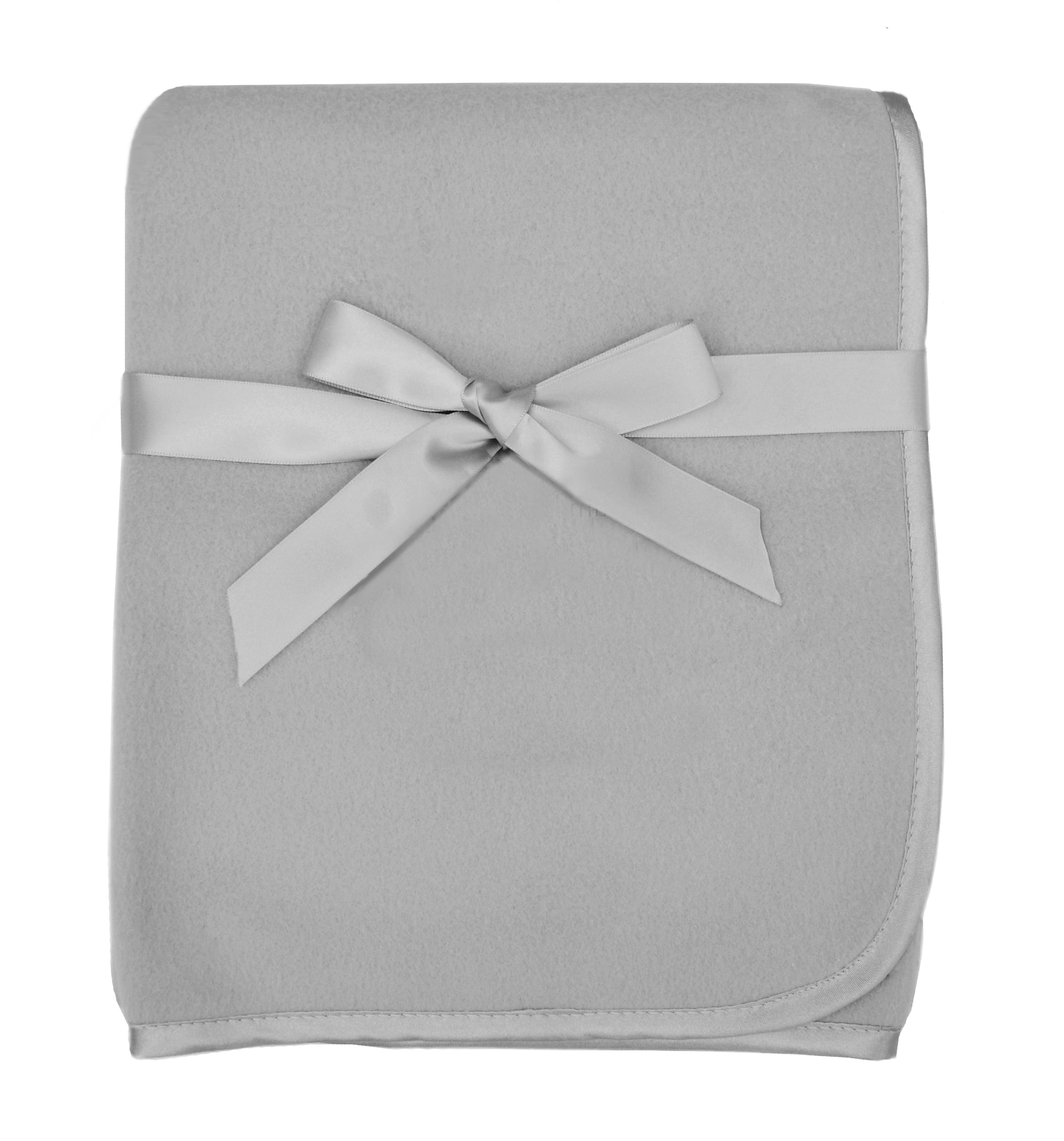 TL Care Fleece Blanket with Satin Trim, White, 3/8, for Boys and Girls TL Care Inc