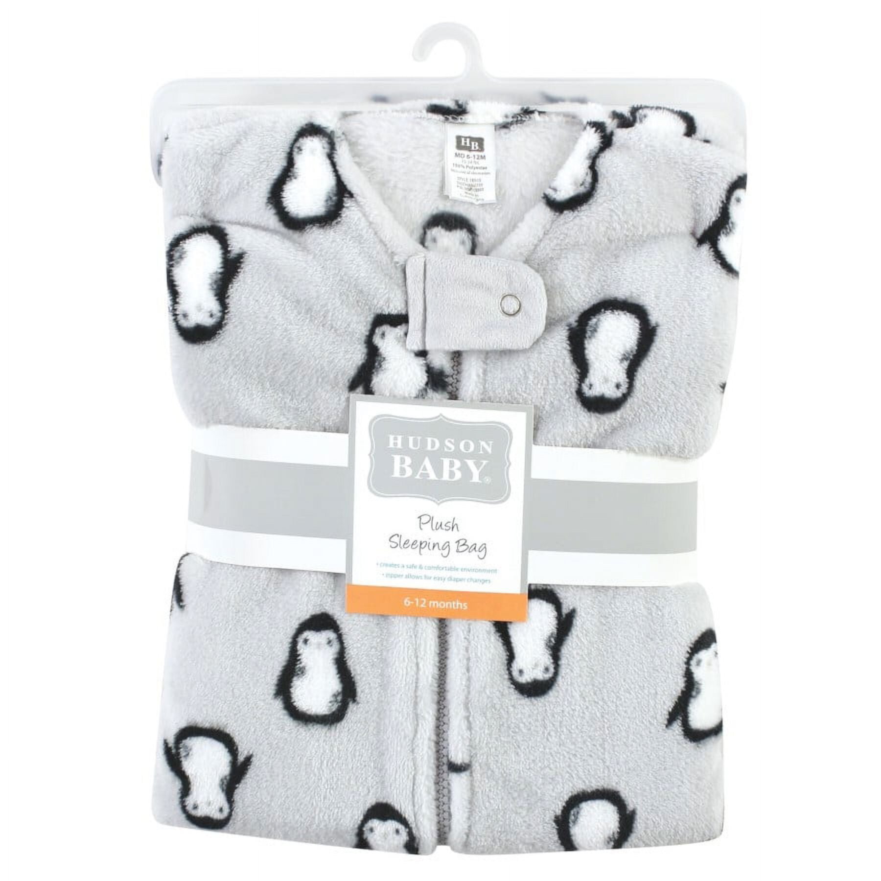 Hudson Baby Plush Sleeveless Sleeping Bag, Sack, Blanket, Gray Penguin, 12-18 Months Hudson Baby