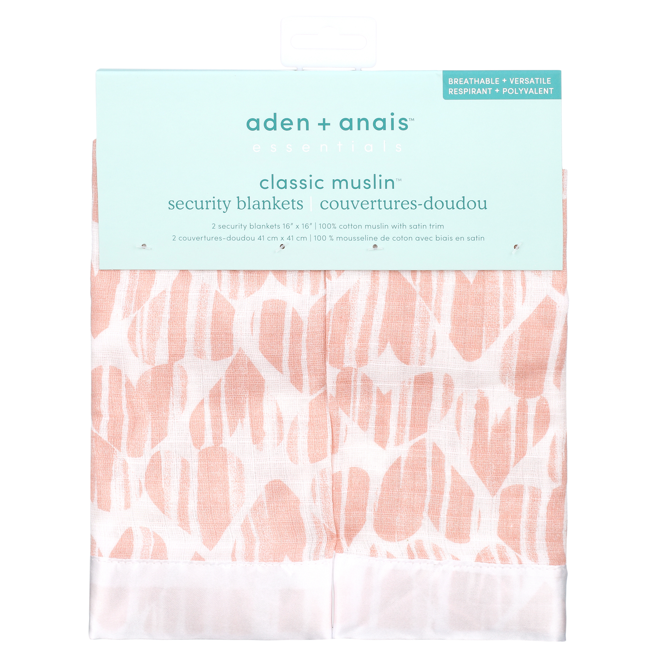 aden anais Essentials Issie Security Blankets, Super Soft 100% Cotton Muslin, 2 Pack, Briar Rose Aden + anais