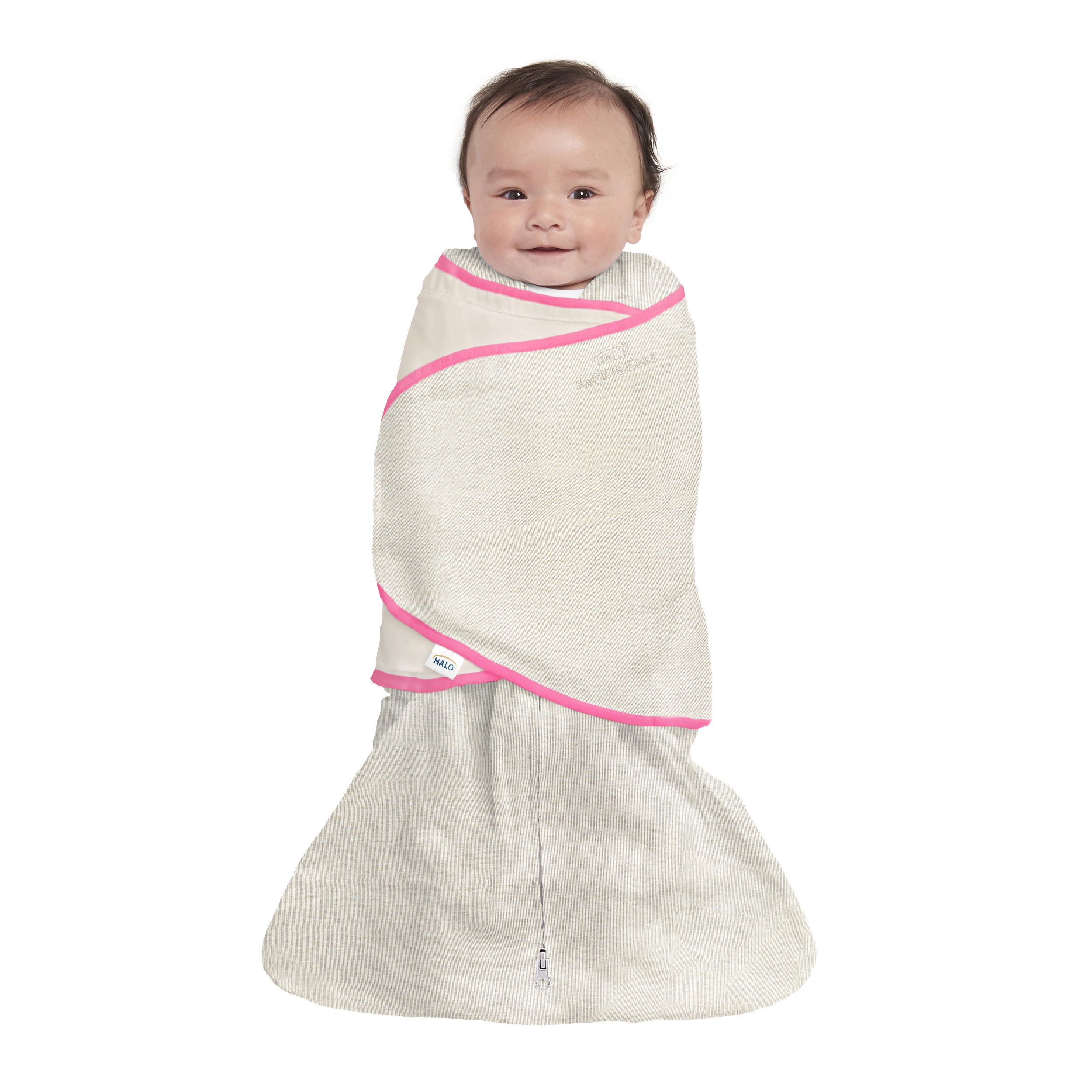 Halo oatmeal/pink ideal temp Sleepsack Swaddle -NB Halo