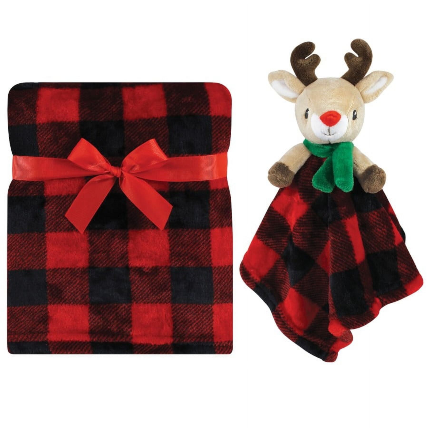 Hudson Baby Unisex Baby Plush Blanket with Security Blanket, Rudolph, One Size Hudson Baby