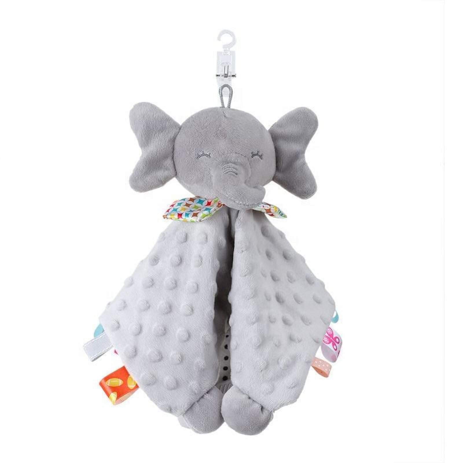 Elephant Security Blanket Soft Baby Lovey Unisex Baby Snuggle Toy Baby Elephant Stuffed Animal Grey Kiddopark