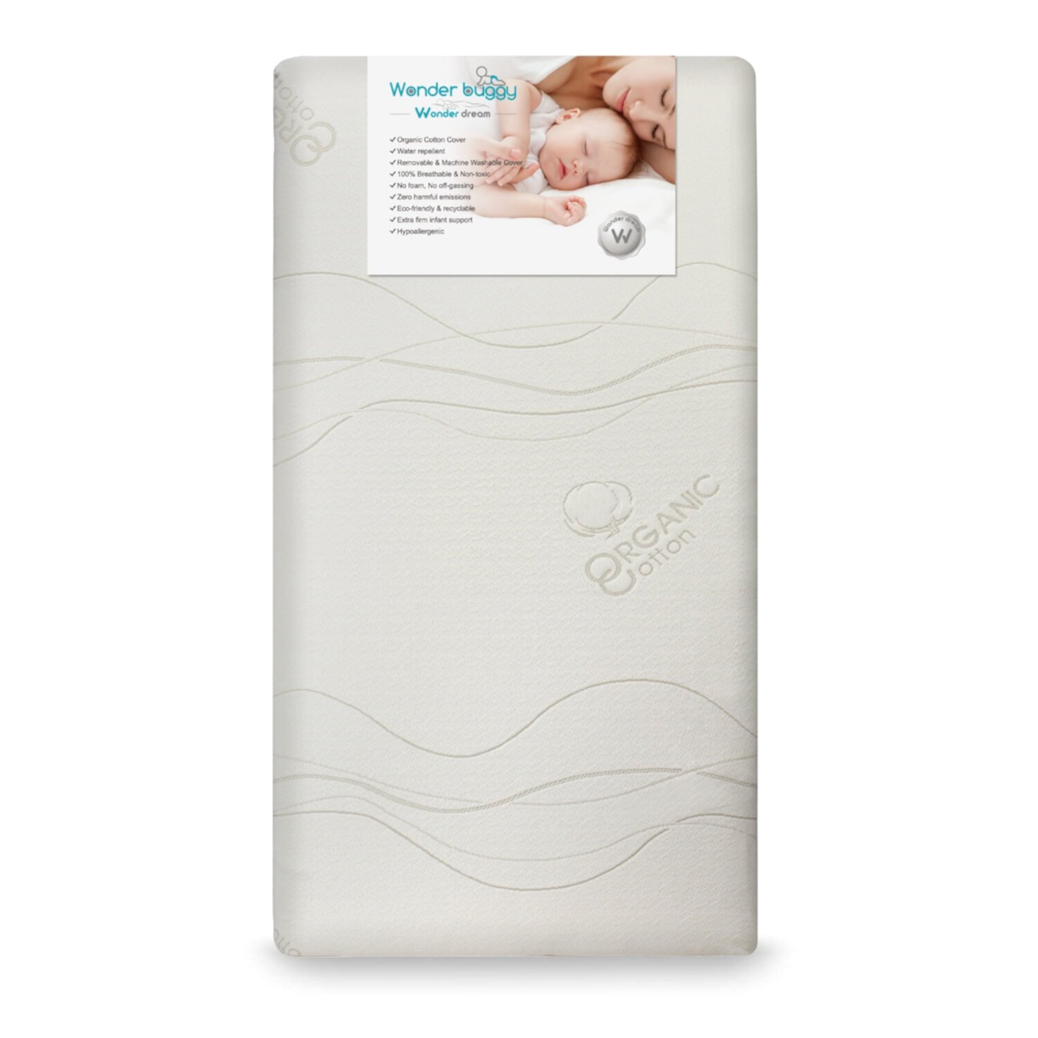 Wonder Dream Baby Mini Crib Mattress Organic Cotton 100% Breathable Non Toxic Water Repellent Wonder Dream