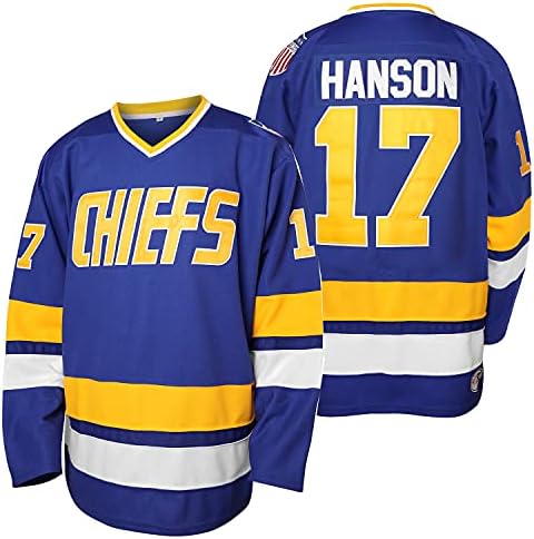 Men Hanson Brother 16 Jack 17 Steve 18 Jeff Charlestown Chiefs Stitched Movie Hockey Jerseys MESOSPERO