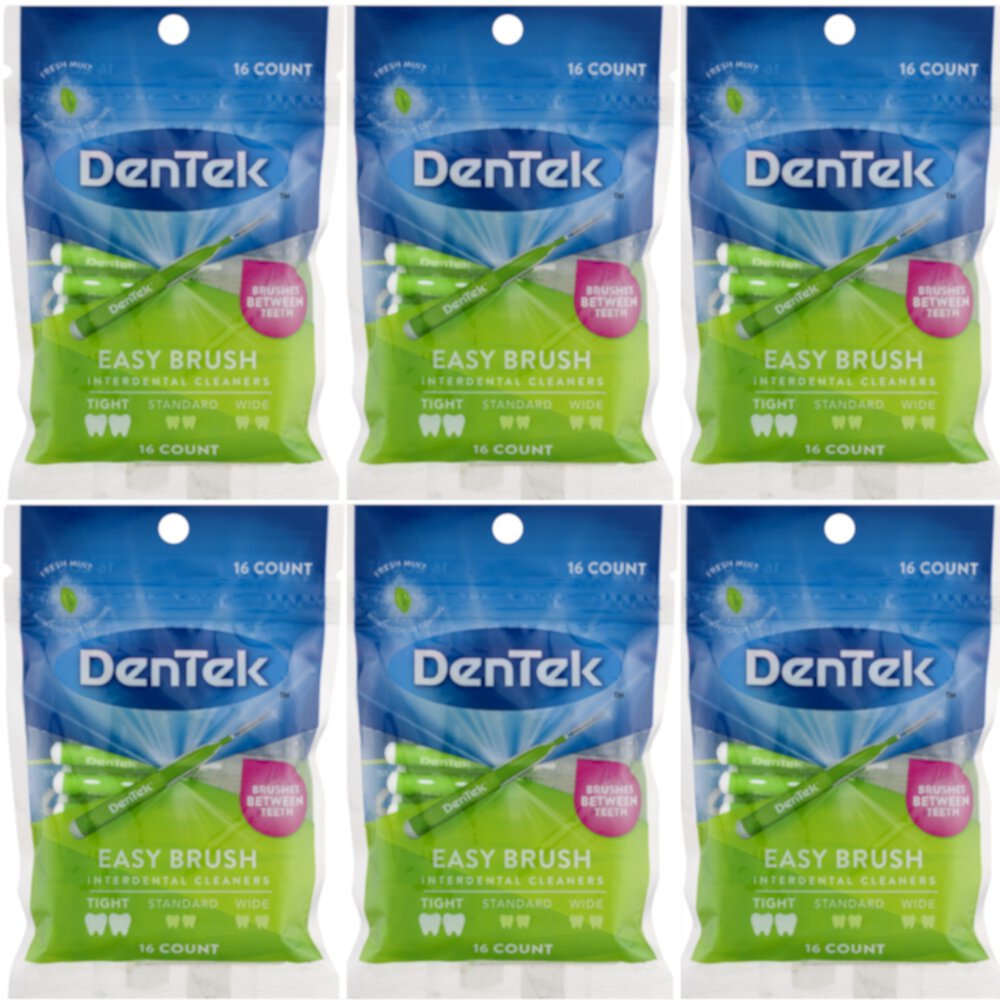 6 Pack DenTek Easy Brush Fresh Mint Tight Interdental Cleaners, 16 Each DenTek