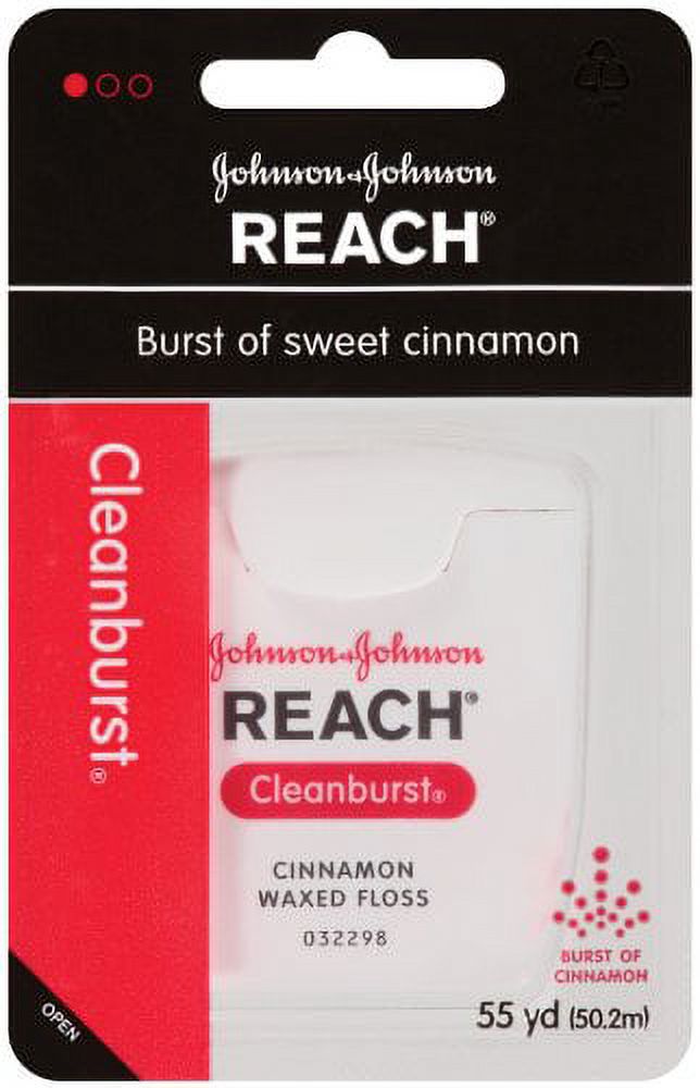 36 PACKS : Reach Cleanburst Cinnamon Waxed Floss, 55 Yards JOHNSON & JOHNSON