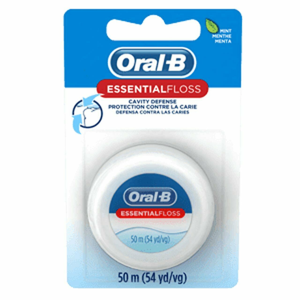 Oral-B Essential Dental Floss Cavity Defense Protection, Mint, 50m, 4-Pack Oral-B