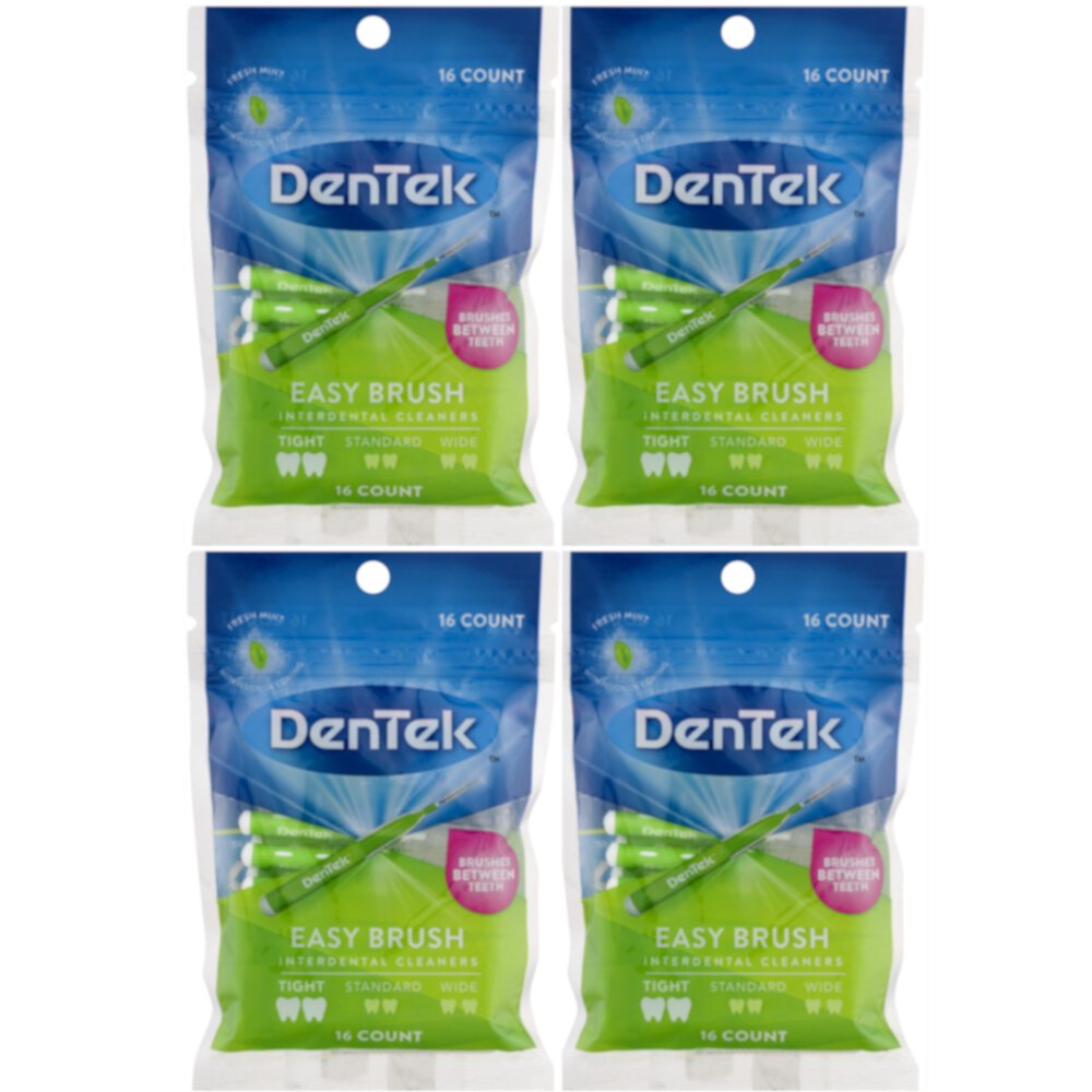 4 Pack DenTek Easy Brush Fresh Mint Tight Interdental Cleaners, 16 Each DenTek