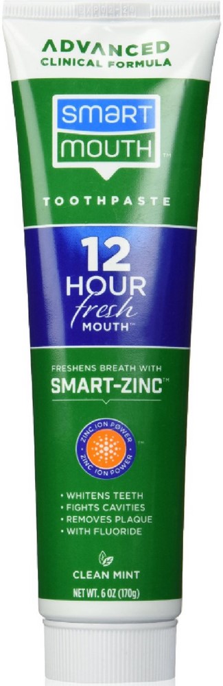 Smart Mouth Whitening Toothpaste with Fluoride Clean Mint 6 oz (Pack of 3) SmartMouth