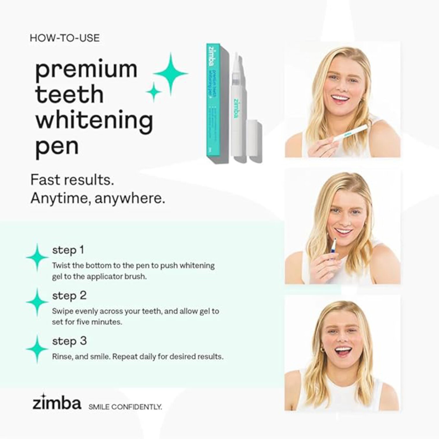 Zimba Teeth Whitening Ultimate Kit, Vegan Strips, Pen & LED Whitening light for Professional Results Zimba