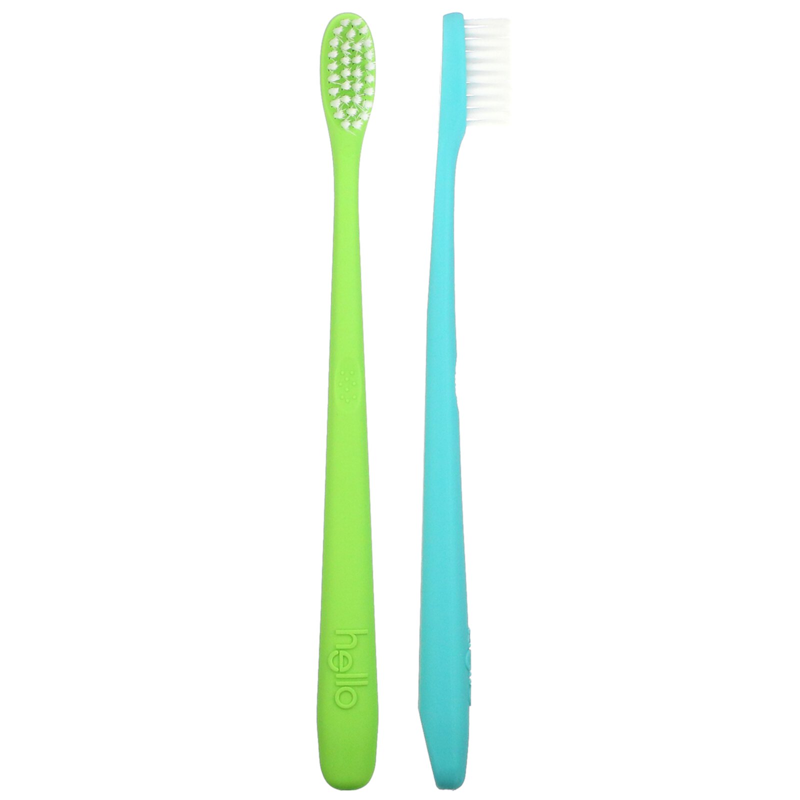 Hello BPA-Free Toothbrushes, Soft, Green/Blue, 2 Toothbrushes Hello