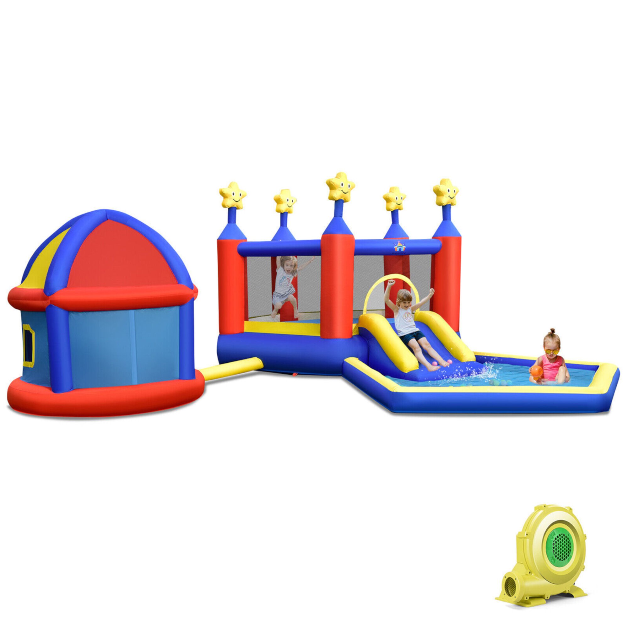 Gymax Kids Inflatable Bouncy Castle w/Slide Large Jumping Area Playhouse & 735W Blower GYMAX