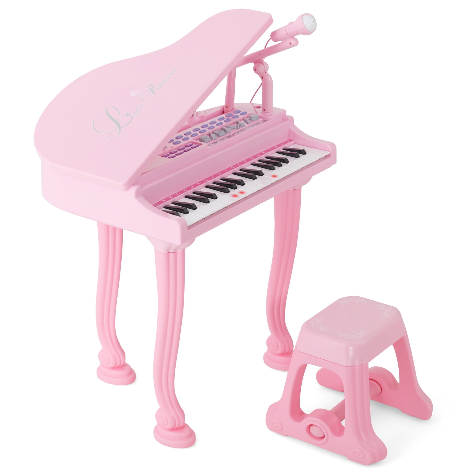 37 Keys Kids Piano Keyboard with Stool, Microphone and Piano Lid GLINTEX