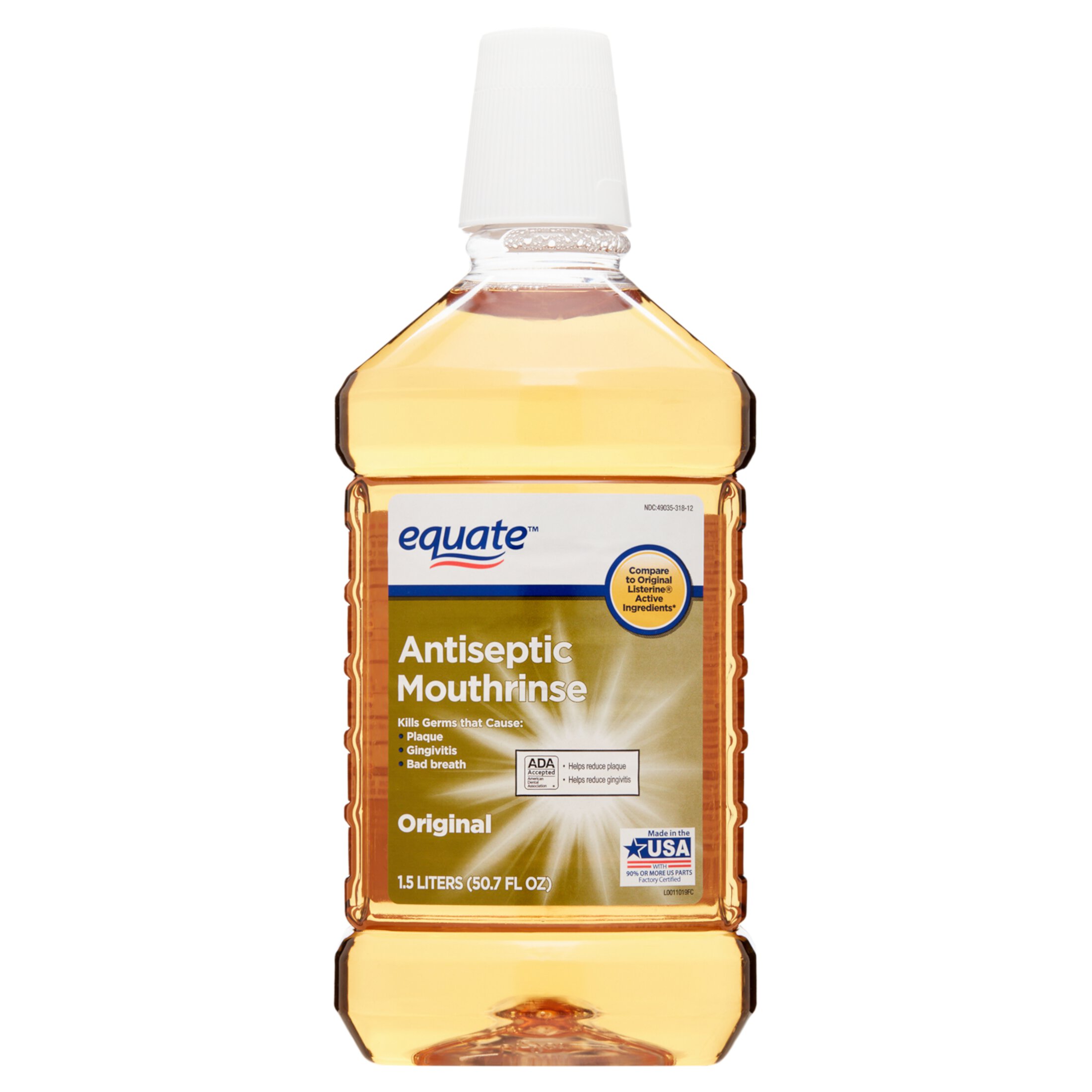 Equate Antiseptic Mouthrinse, Original, 50.7 fl oz Equate