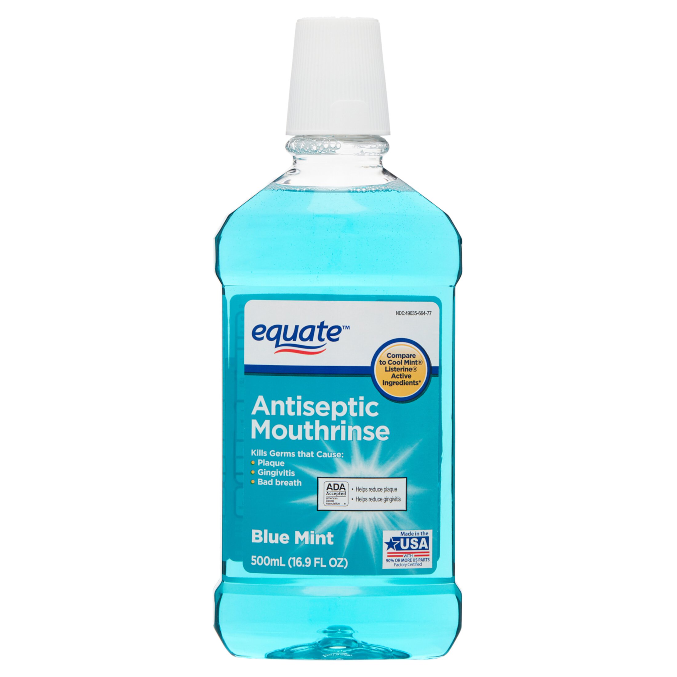 Equate Antiseptic Mouthrinse, Blue Mint, 16.9 fl oz Equate