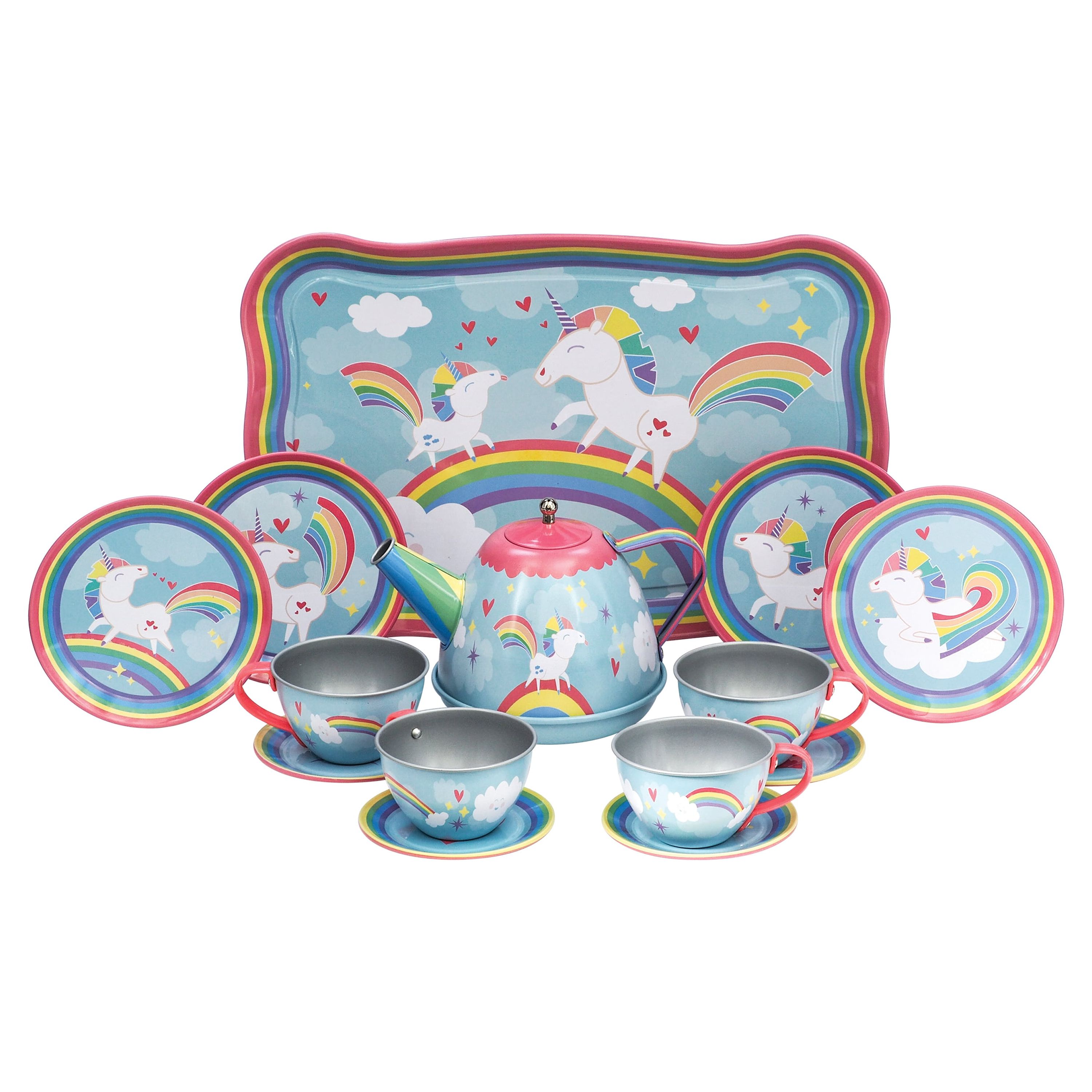 Schylling Unicorn Tin Tea Set - 15 Pieces Schylling