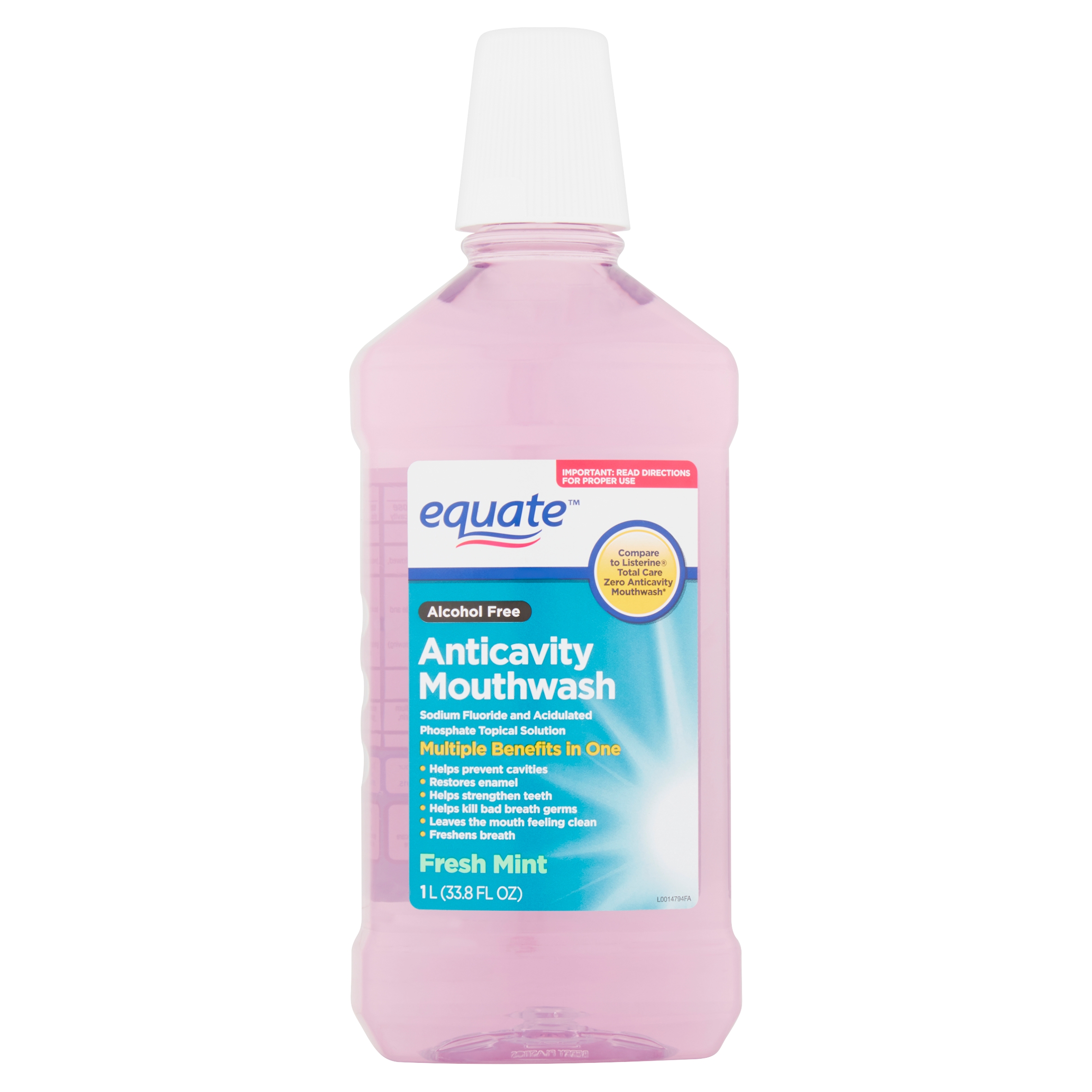 Equate Alcohol Free Kids Mouthwash, Fresh Mint, 33.8 Fl oz Equate