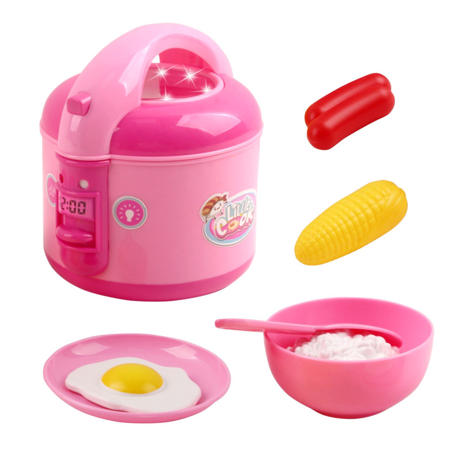 Vokodo Kids Rice Cooker Compact Size Kitchen Playset With Food Pieces Pretend Play Chef Appliances Early Learning Preschool Cooking Toy Battery Operated Great Gift For Children Boys Girls Toddlers Vokodo