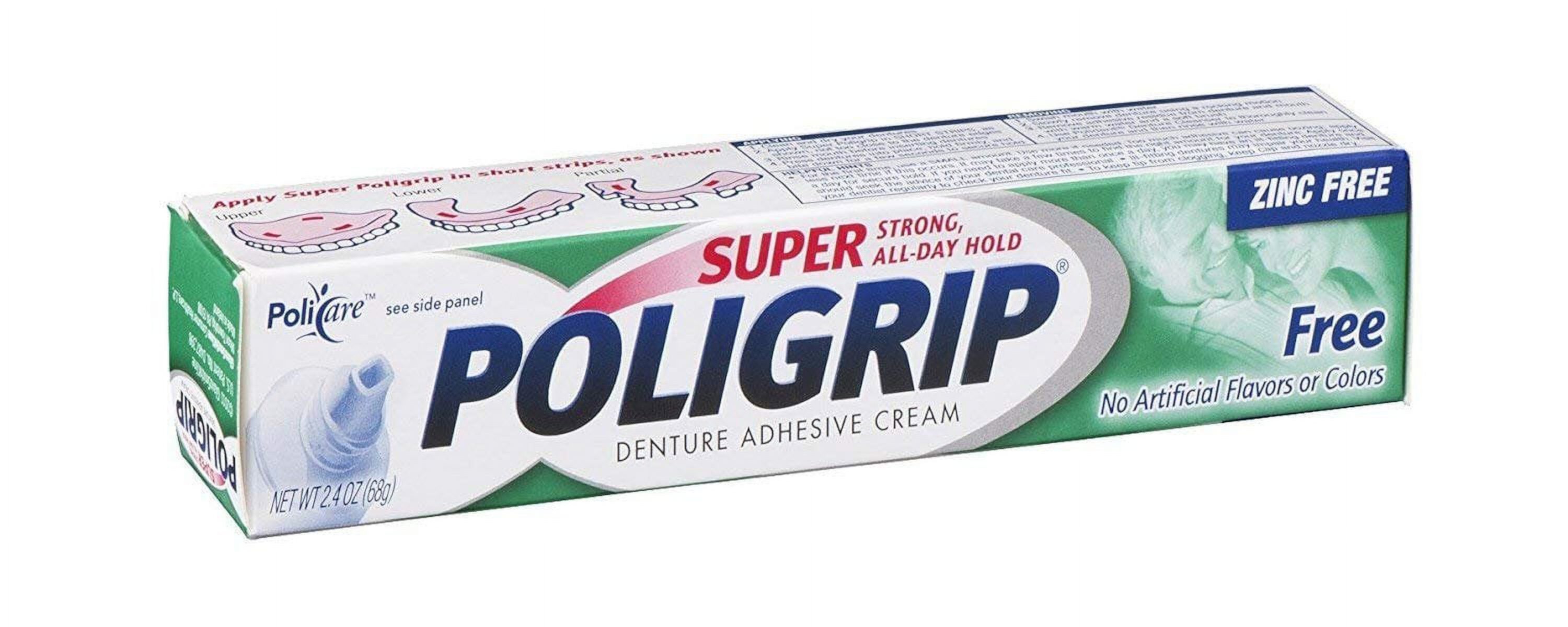 Super Poligrip Denture Orig Adhesive Cream Zinc-Free Formula, 2.4oz, 6-Pack Poligrip