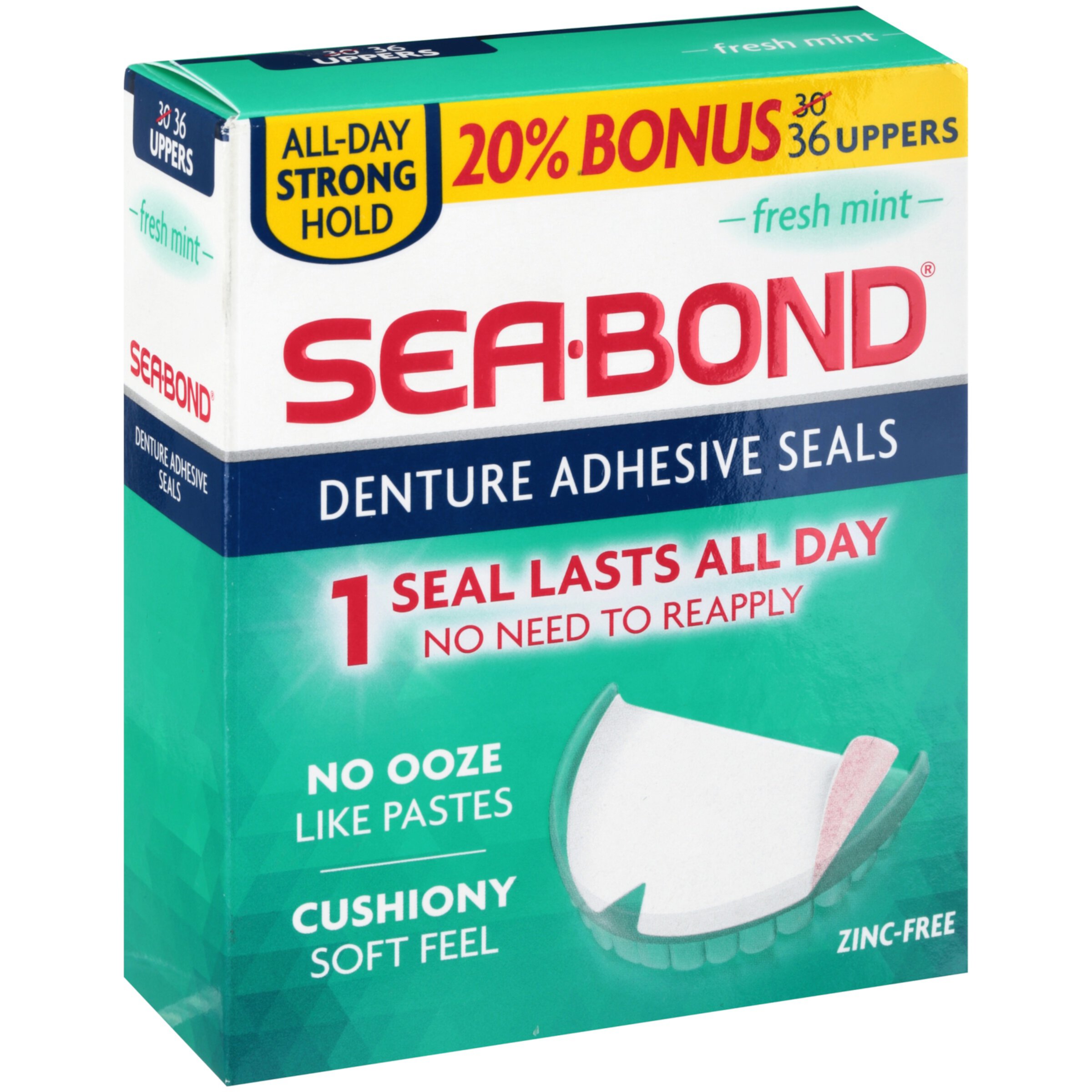 Sea-Bond® Fresh Mint Denture Adhesive Seals 36 ct Box Sea-Bond