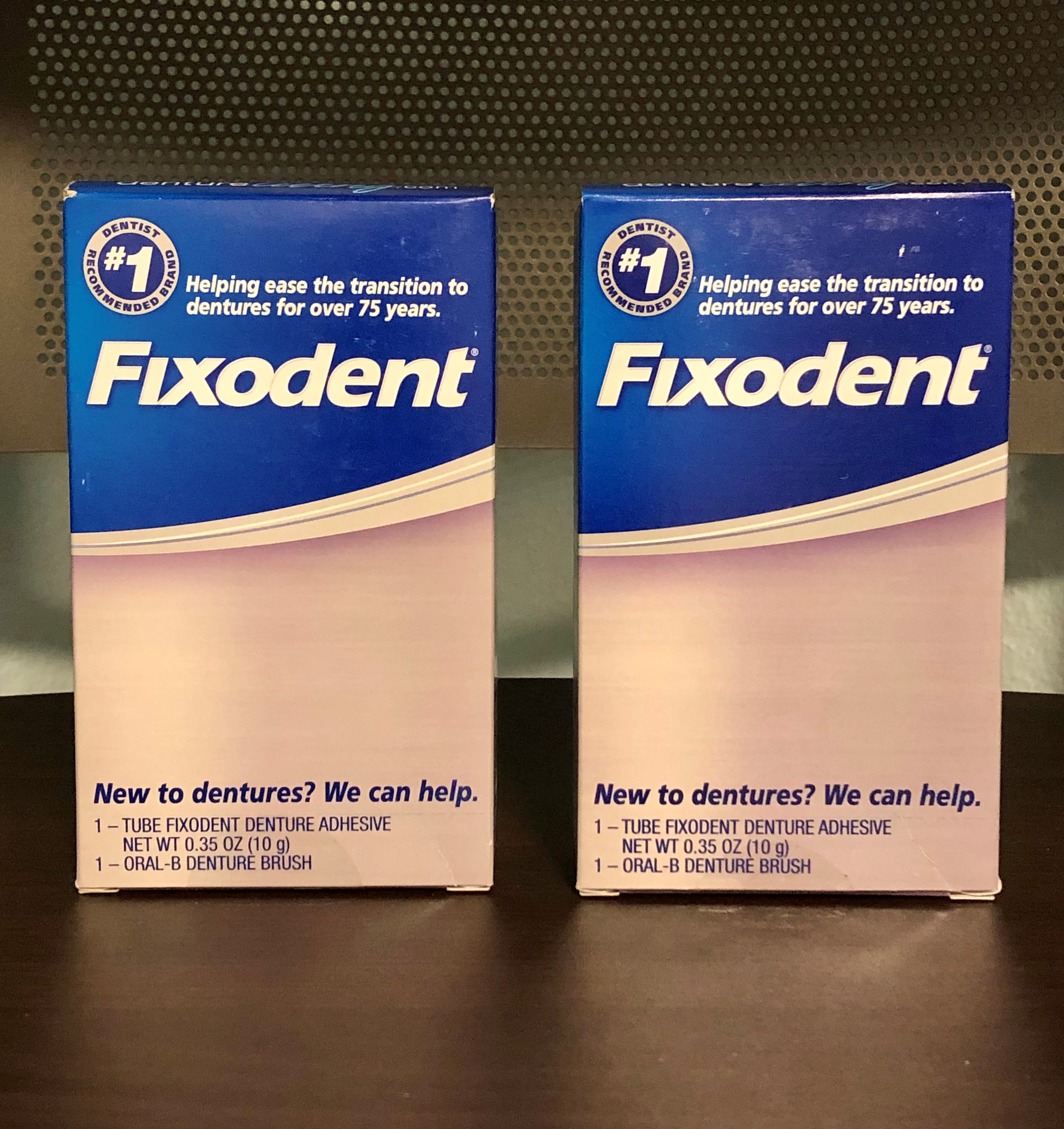 Fixodent Denture Adhesive Cream 0.35 Oz (LOT OF 2) Fixodent