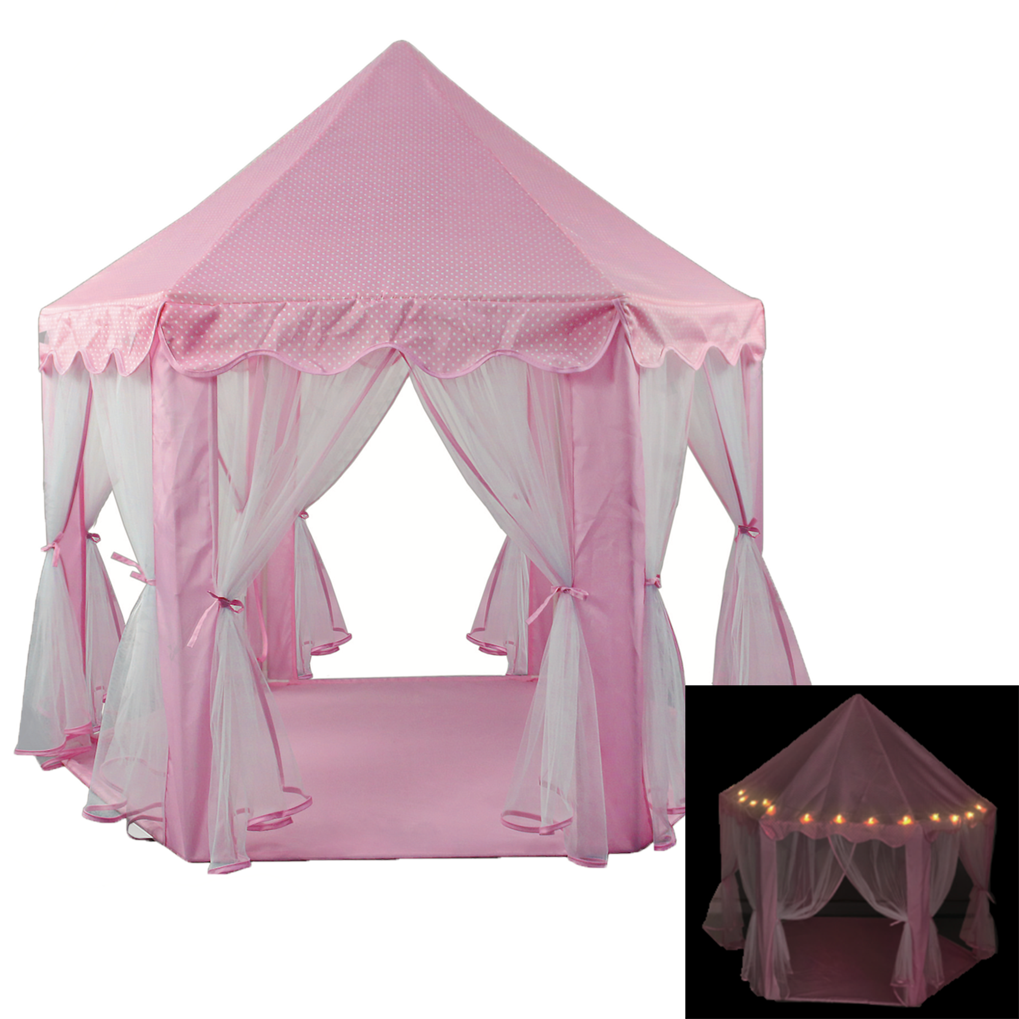 Princess Tent with Lights, Fabric Playhouse for Young Children, Ages 3+ by MinnARK MinnARK