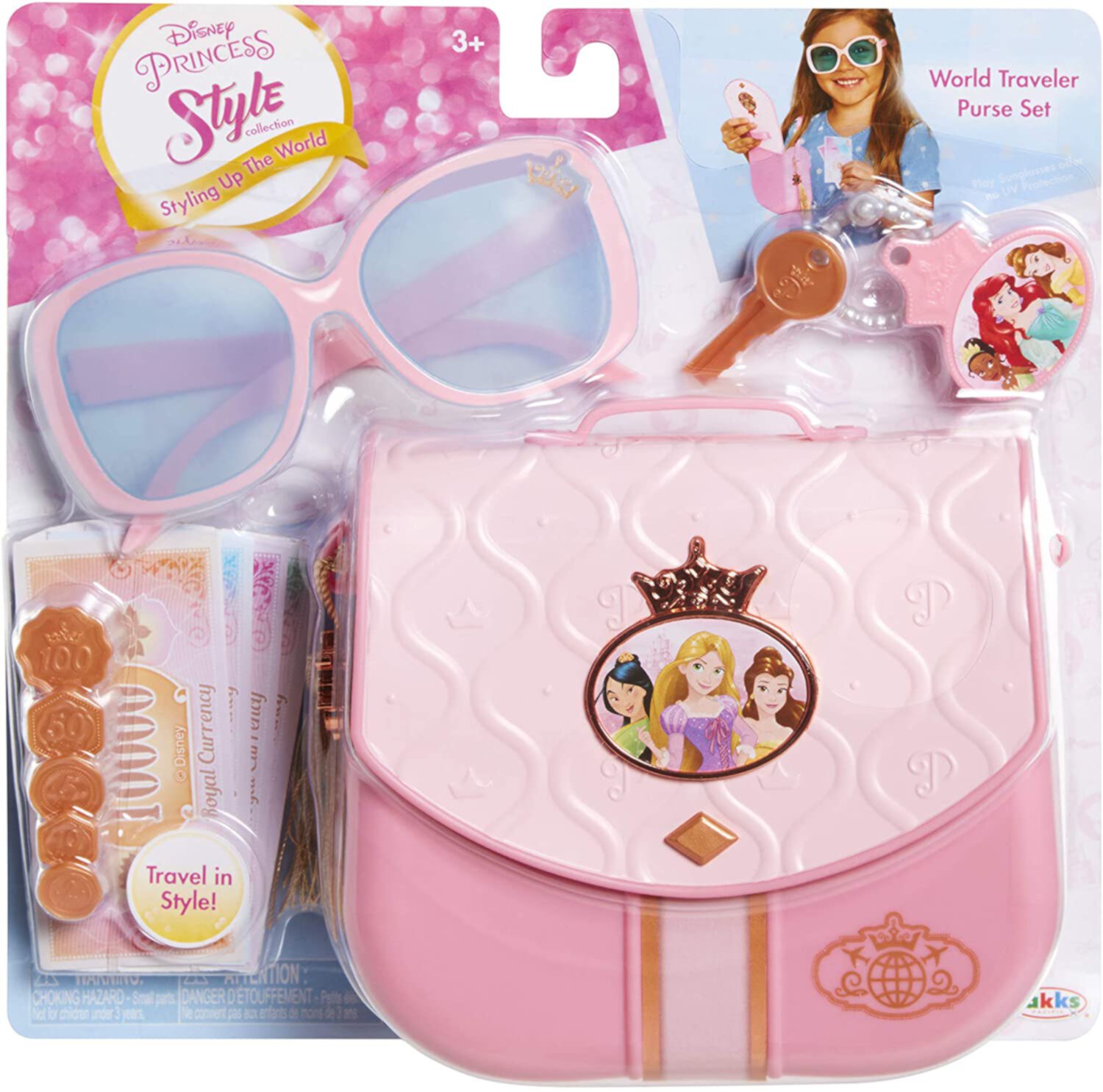 Disney Princess Style Collection World Traveler Purse Set with 15 Pieces for Girls Ages 3+ Disney Princess