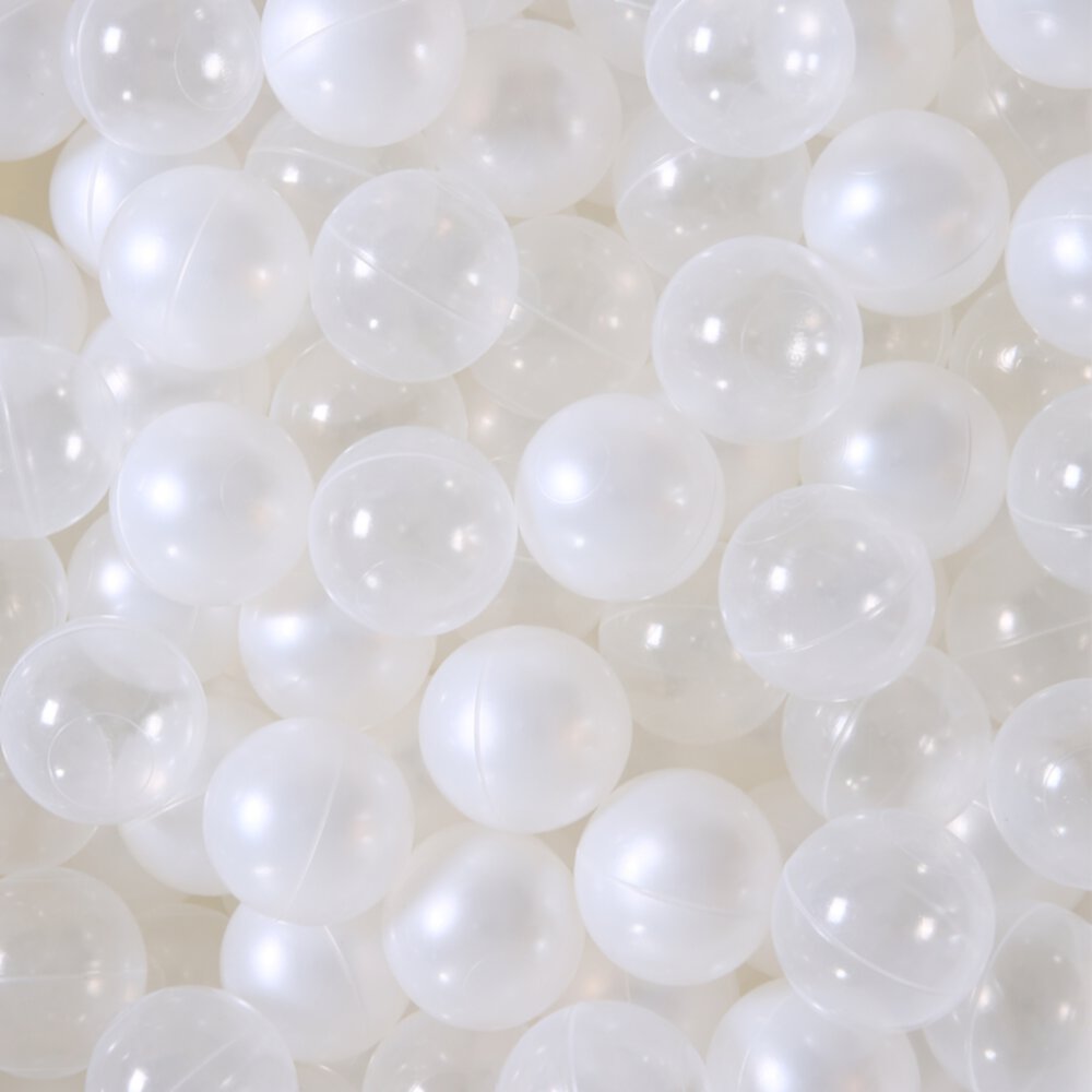 PlayMaty Ball Pool Pit Balls - 2.16inches Phthalate&BPA Free Plastic Ocean Pearl White and Transparent Balls for Kids Toddlers and Babys for Playhouse Play Tent Playpen Party Decoration Pack of 100 PlayMaty