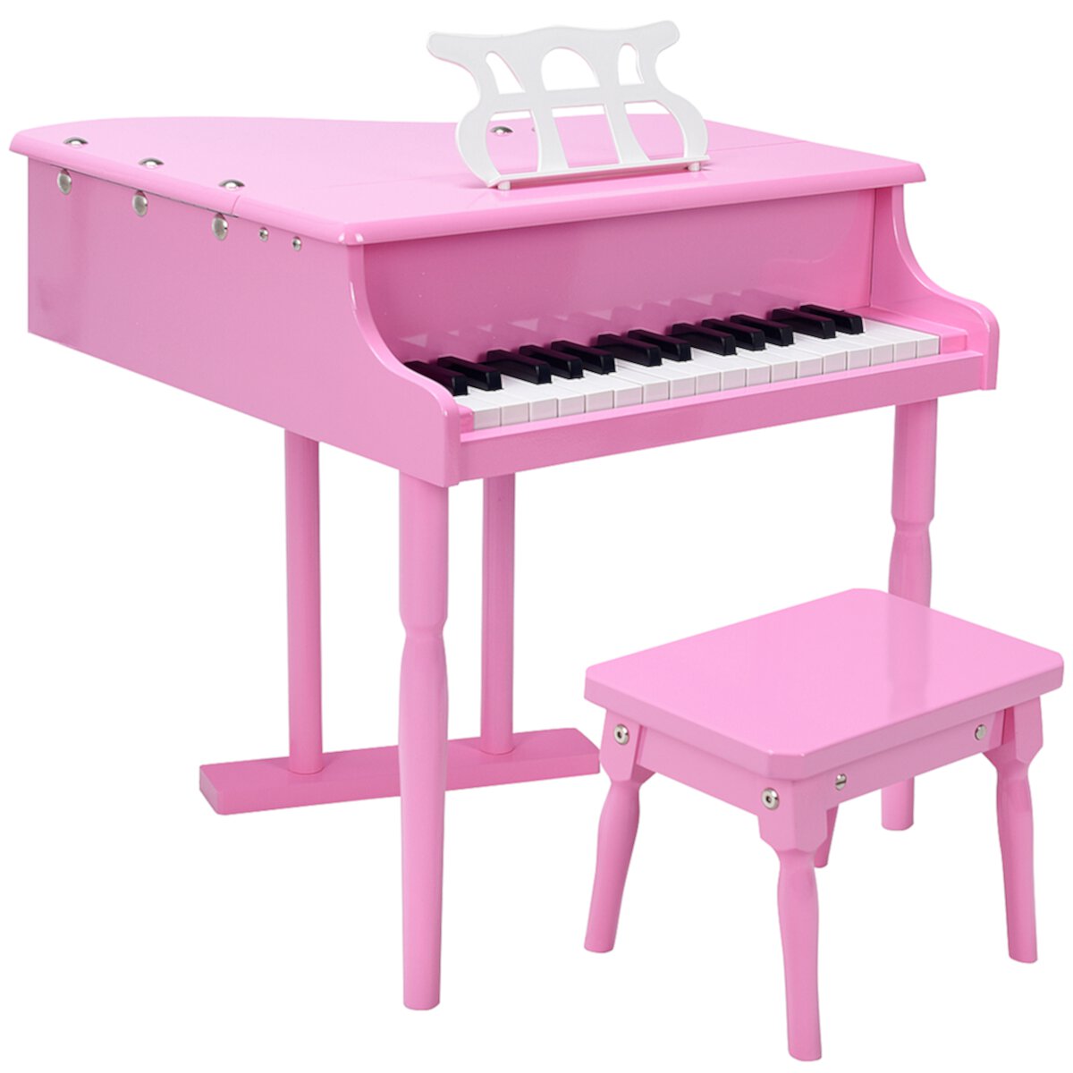 Infans Childs 30 key Toy Grand Baby Piano w/Kids Bench Wood Pink Christmas Gift INFANS