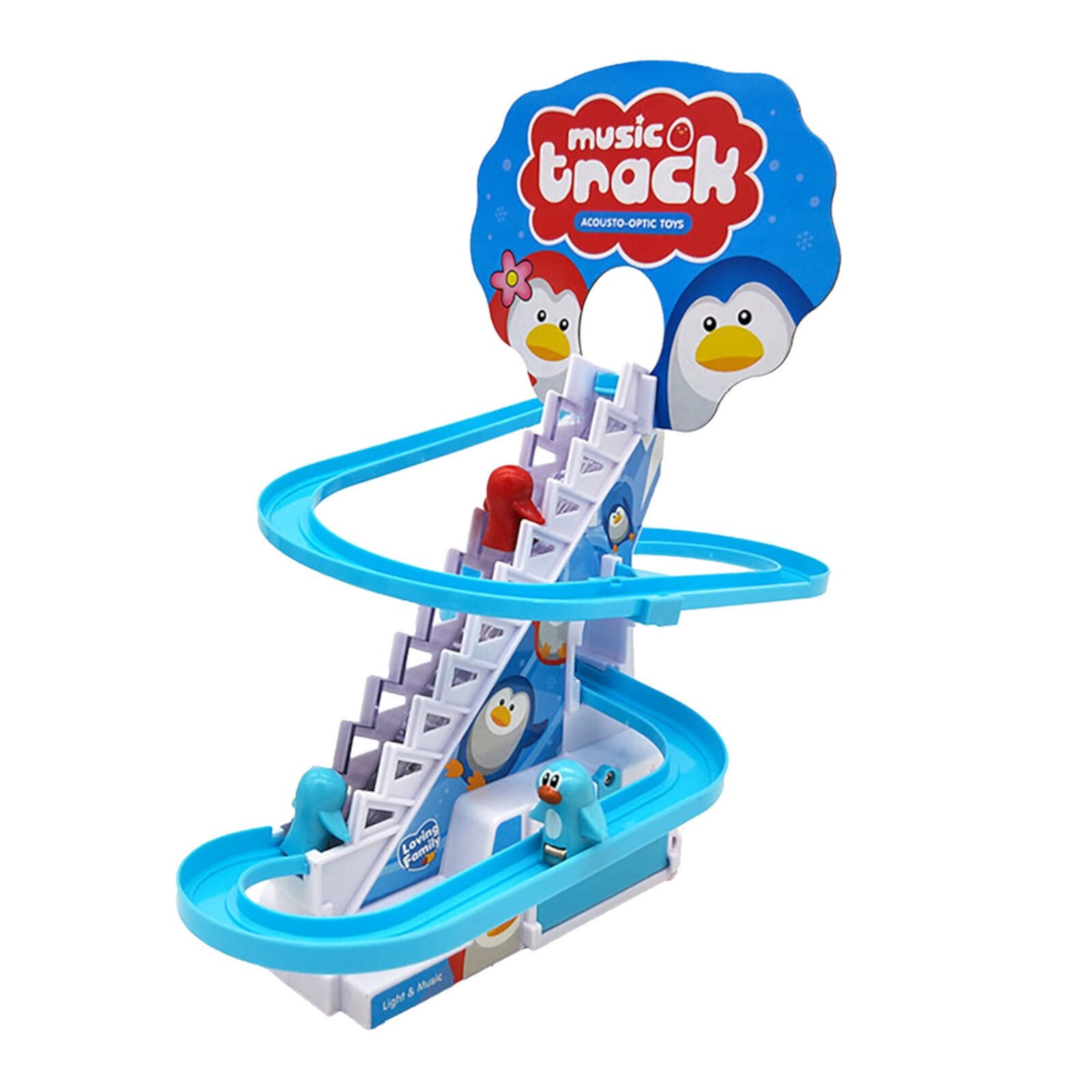 Penguin Race Game Toy Playful Musical Roller Coaster Track Playset with Music & LED Flashing Lights On/Off Button for Toddlers and Kids Gift GJPRXCx