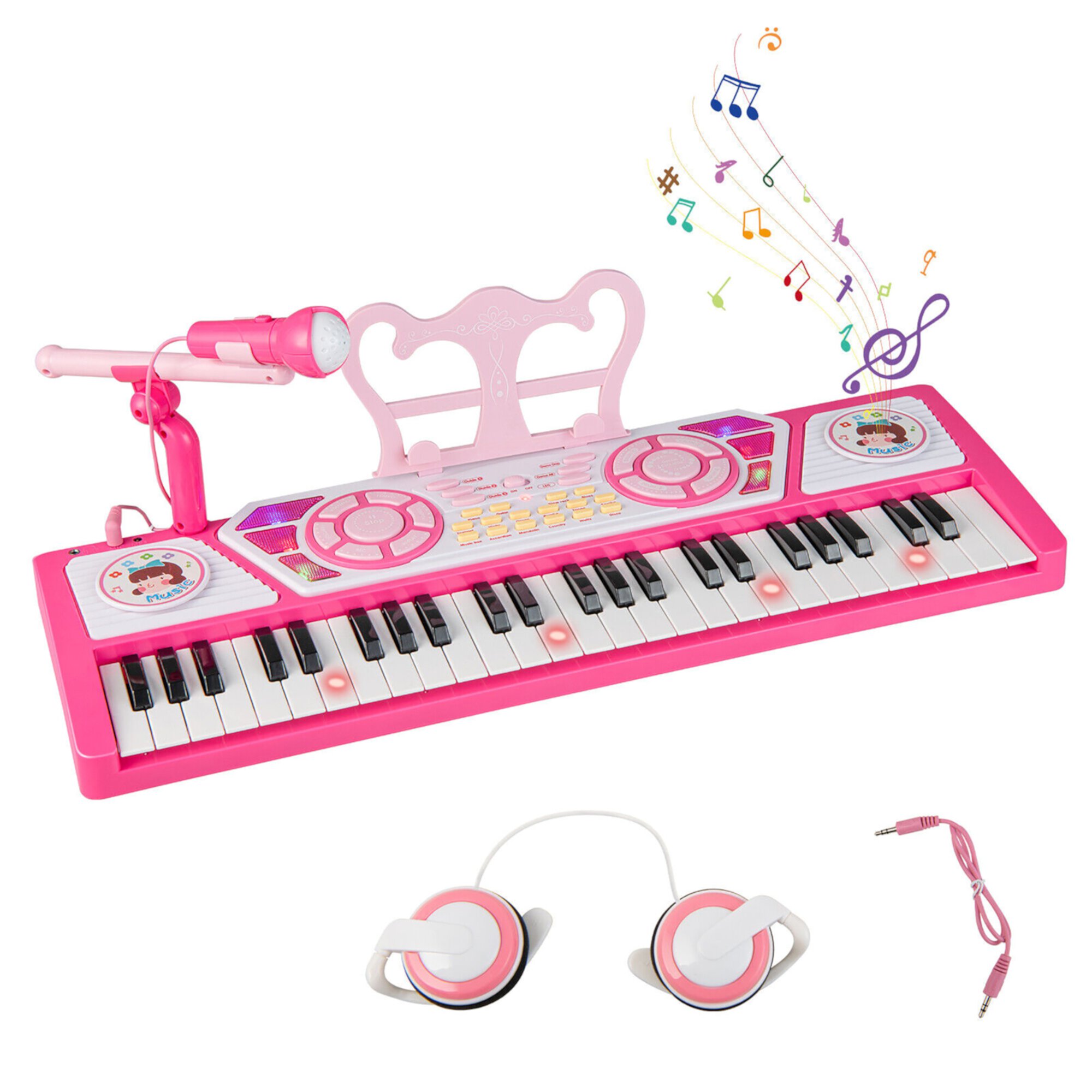 Gymax 49-Key Kids Keyboard Portable Electric Lighted Piano Instrument Toy Microphone GYMAX