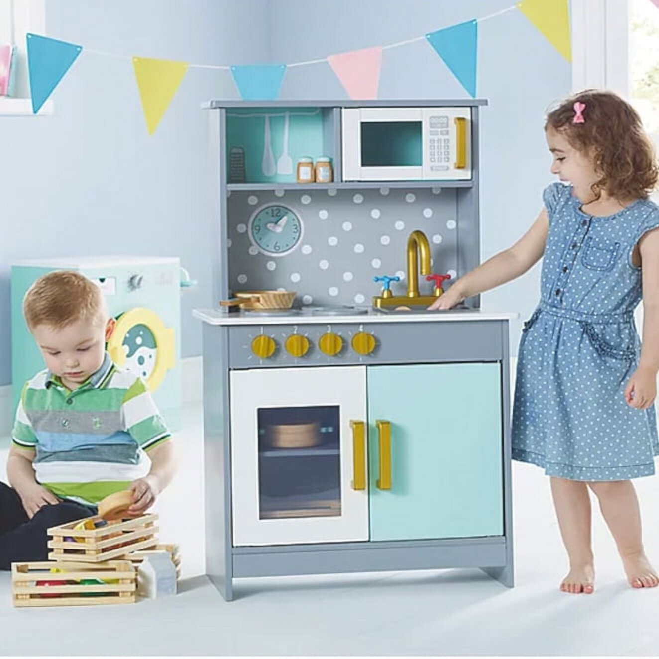 Spark Create Imagine 1 Piece Wood Play Kitchen, Gray Spark Create Imagine