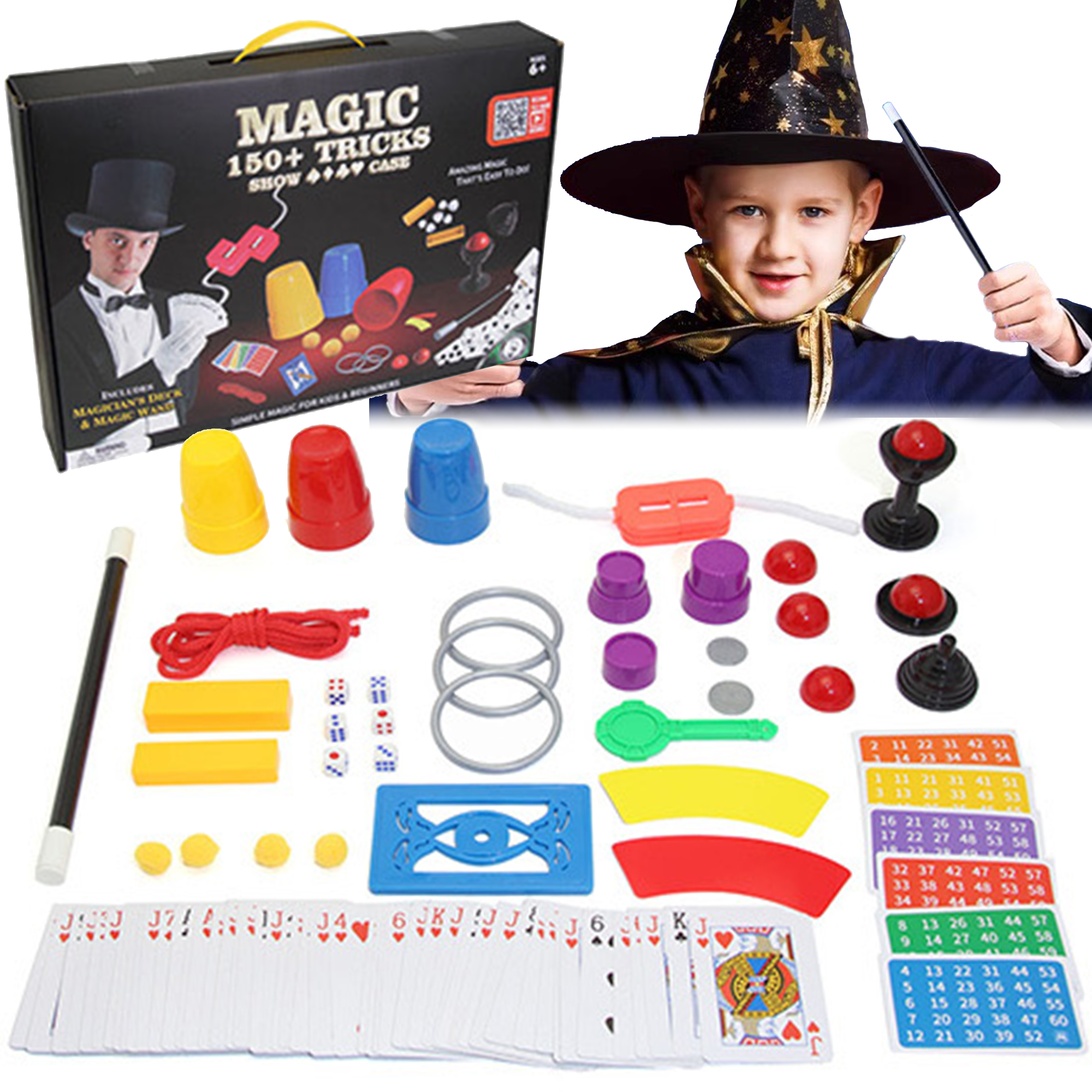 Adofi Magic Kit for Kids Age 6-8, Magic Tricks for Kids, Magic Toy Gifts for Girls and Boys Beginners, Ideal for Beginners and Kids, Magic Set with Magician Costume, Magic Wand Adofi