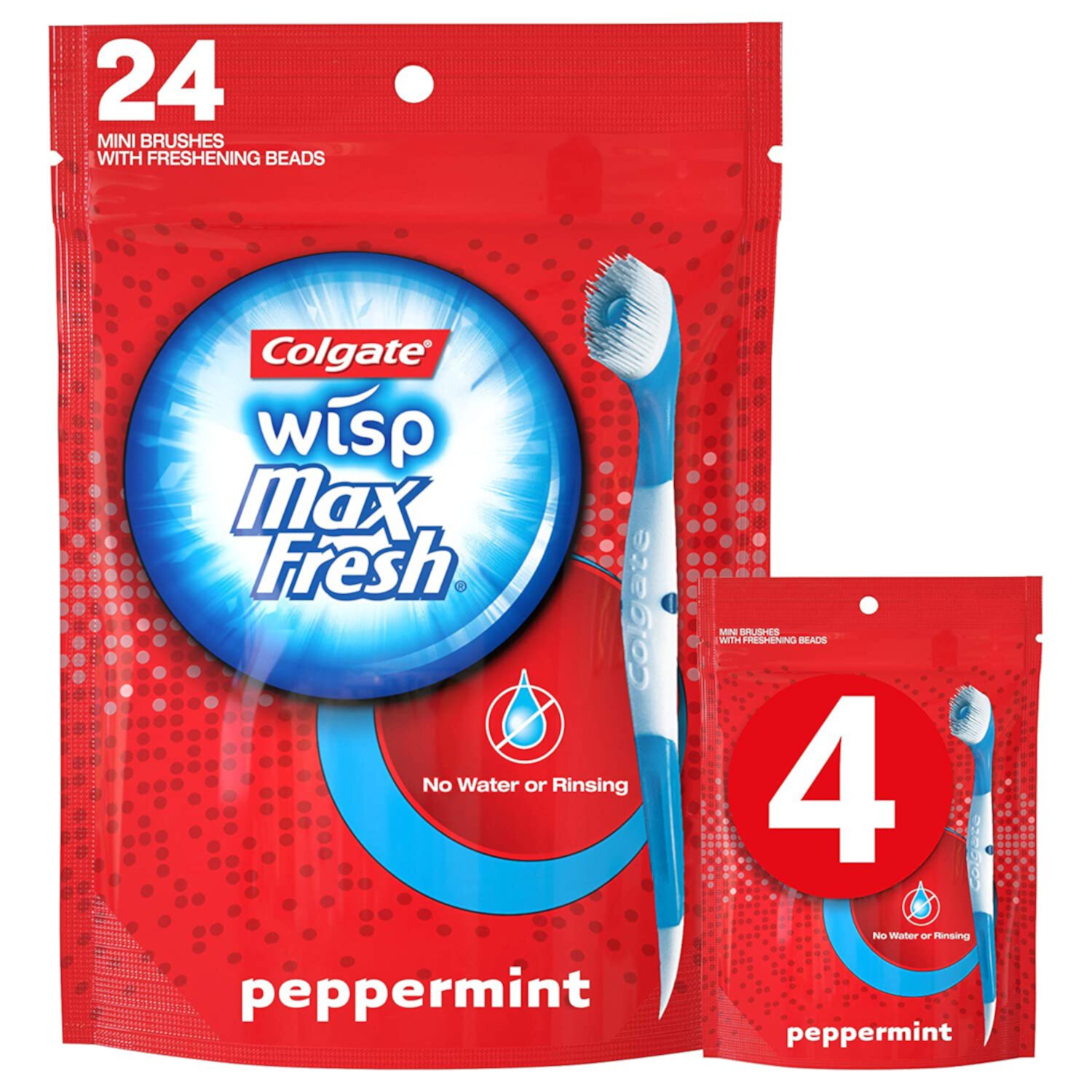 Colgate Max Fresh Wisp Disposable Mini Travel Toothbrushes, Peppermint - 24 Count (4 Pack) Colgate